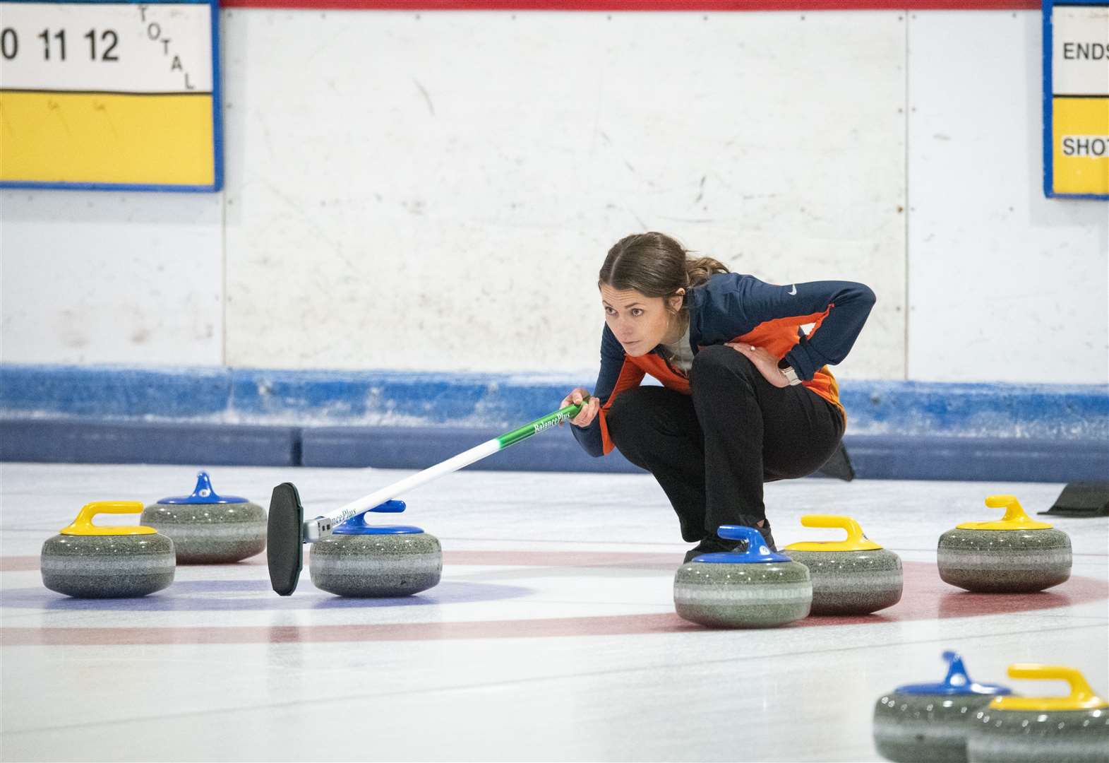 Curling action at Moray Leisure Centre. Picture: Daniel Forsyth