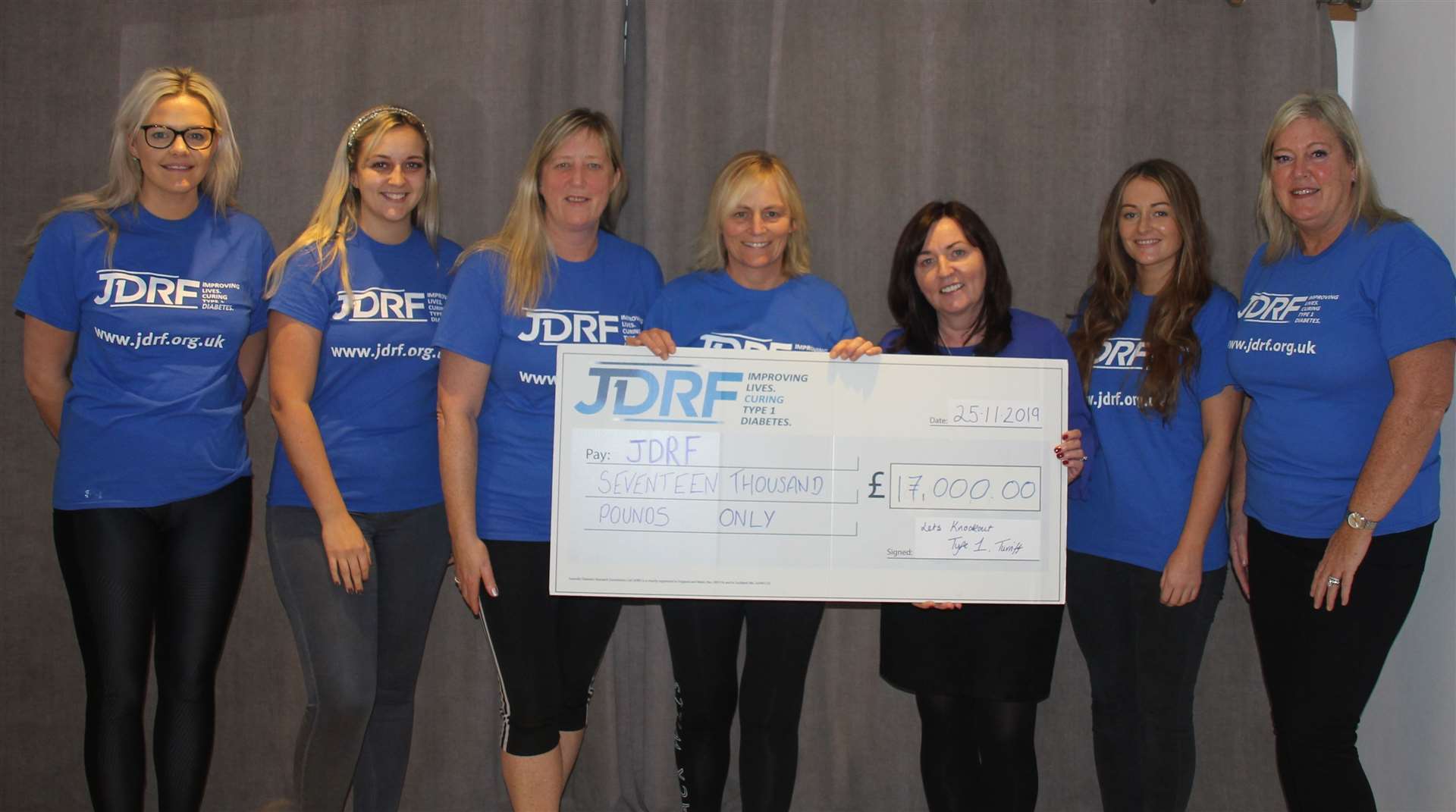The team behind a very successful local fundraiser presented a cheque to JDRF's Carol Kennedy. Picture: Kirsty Brown