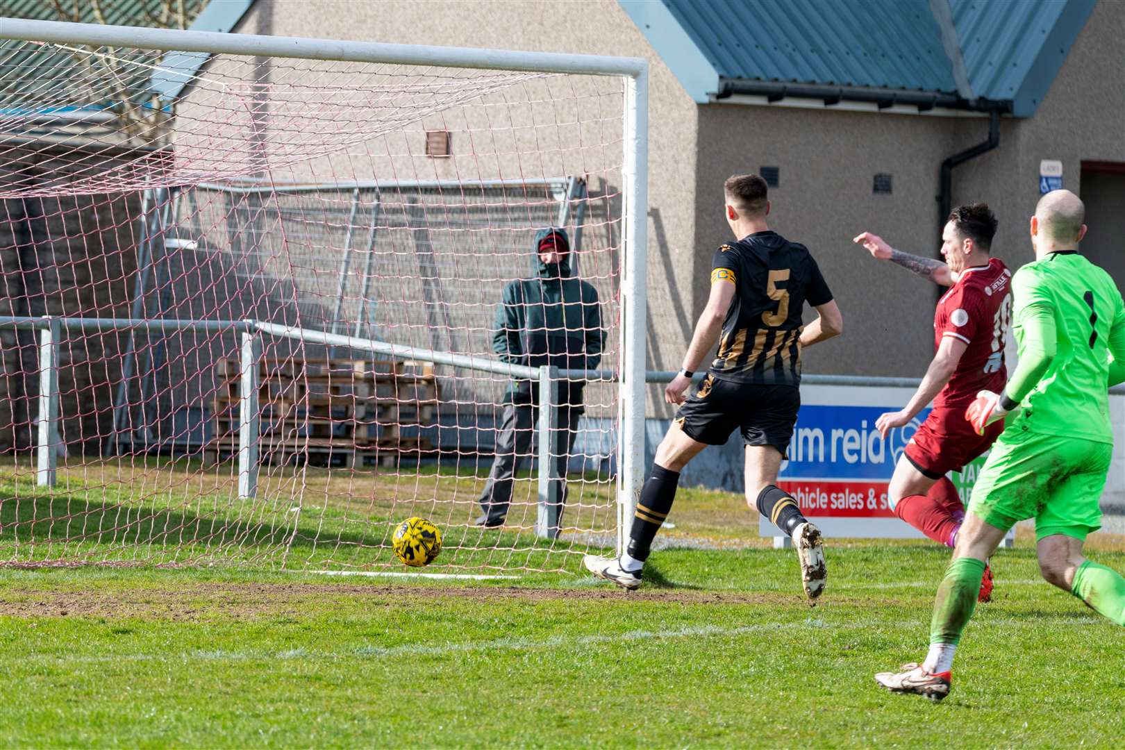 Keith's Gavin Elphinstone scores from an open goal.Keith F.C (1) v Huntly F.C (0) at Kynoch Park, Keith. Highland Football League.Picture: Beth Taylor