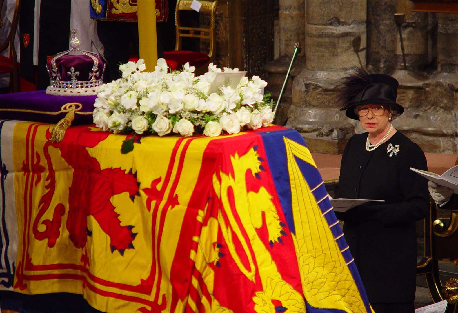 The Queen during the Queen Mother’s funeral at Westminster Abbey (Ben Curtis/PA)