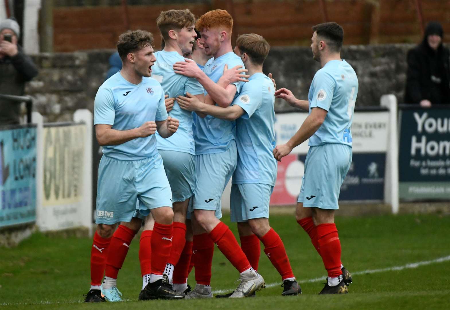 Keith FC celebrating a goal. Picture: James Mackenzie.