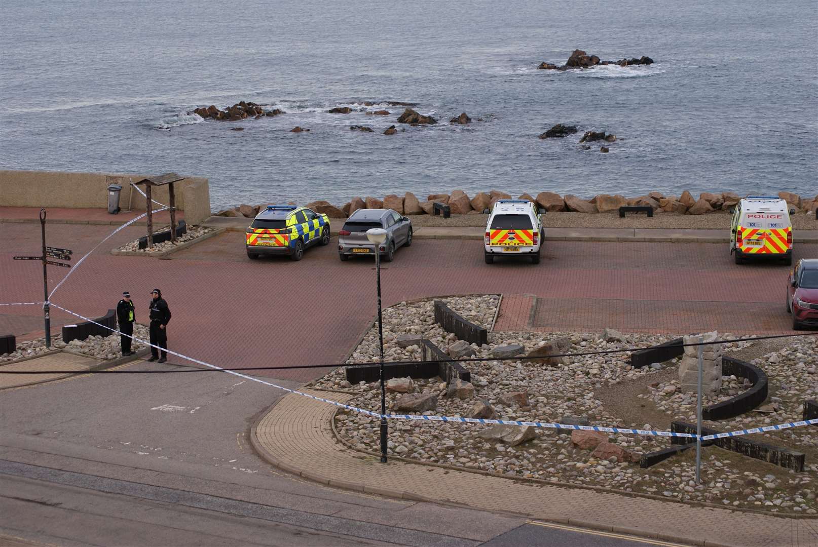 Police cordoned off the area at Banff Harbour. Picture: Kyle Ritchie