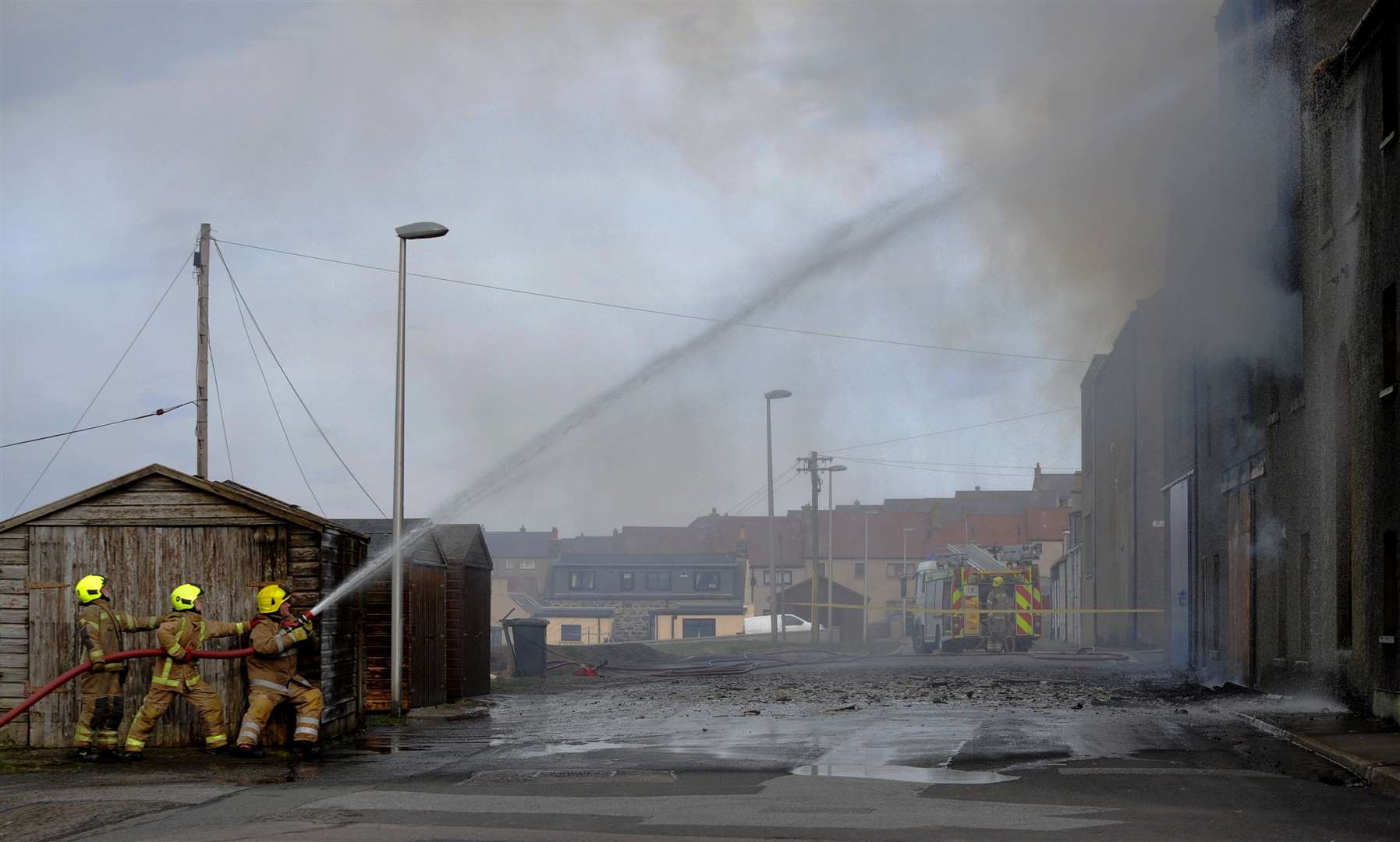 Fire crews battled the huge fire in Macduff. Picture: Eric Cormack