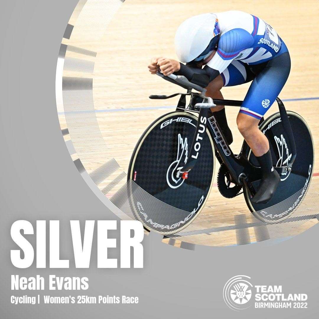 Neah Evens claimed her second medal of the games in the 25km pursuit