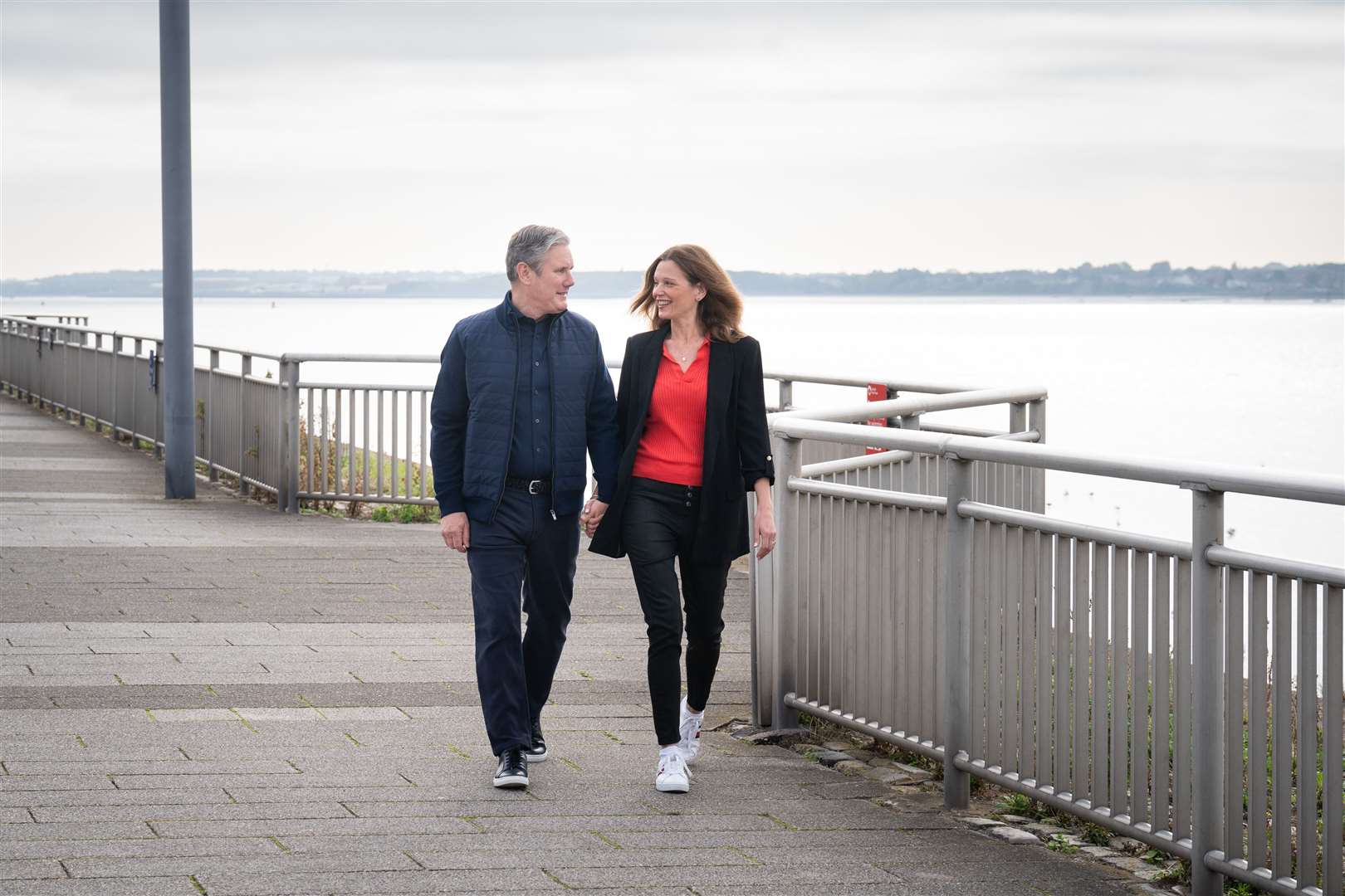 Labour leader Sir Keir Starmer and his wife Victoria on the banks of the Mersey in Liverpool (Stefan Rousseau/PA)