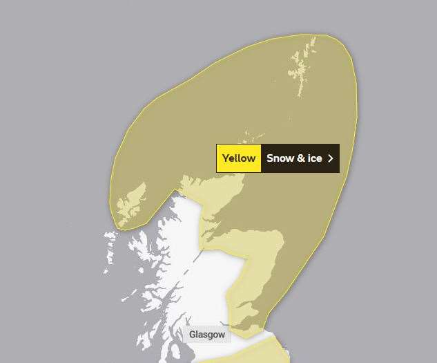 A further yellow weather warning for the north of Scotland has been issued by the Met Office.