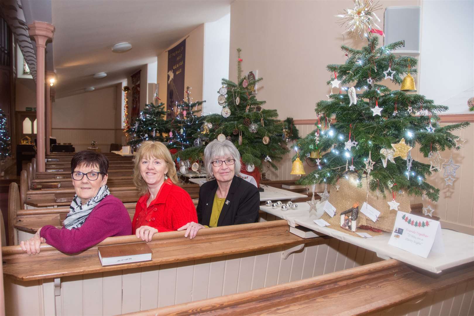(From left) Norma Bruce, Mary Stephen and Alma Blackhall at Buckie South and West Church. Picture: Becky Saunderson.
