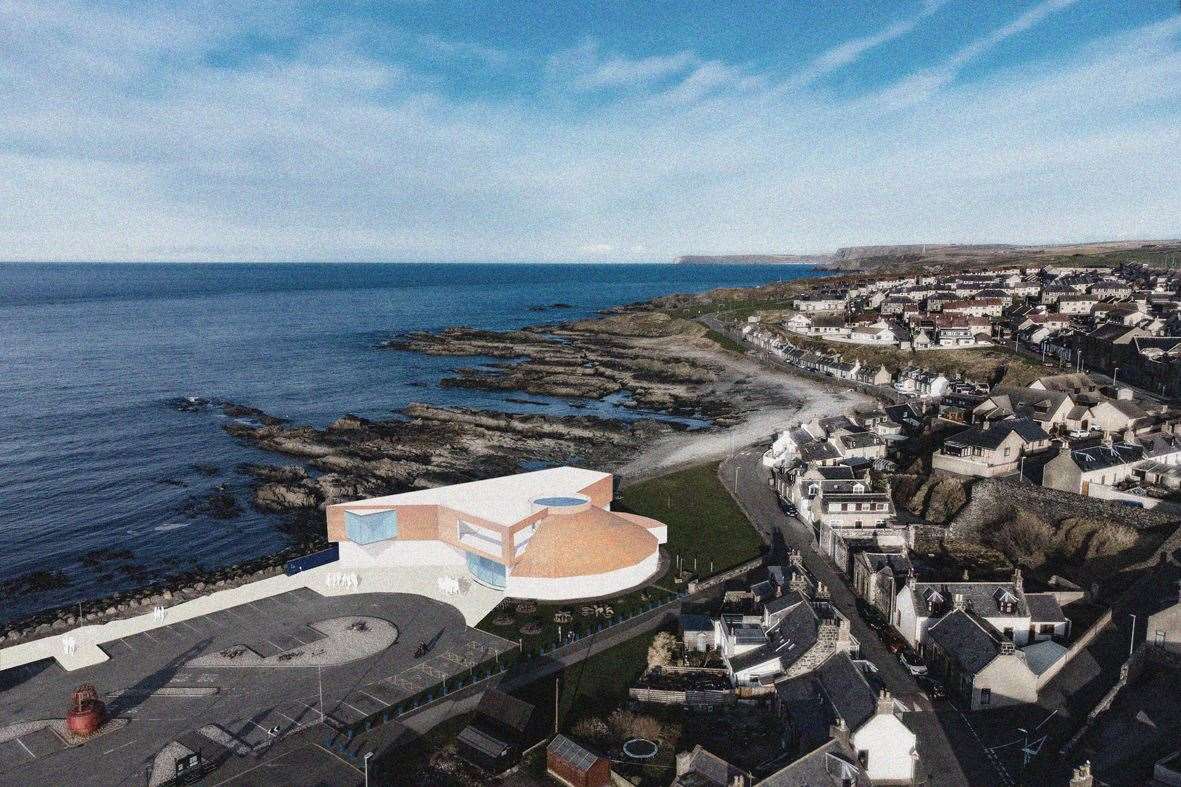 An aerial view of the proposed work at Macduff Marine Aquarium.