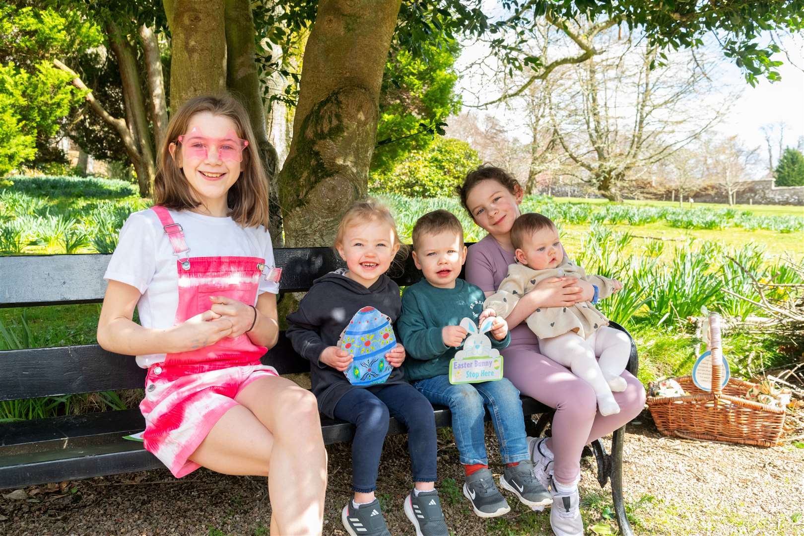 Niamh, Tilly, Jake, Ava and Olivia enjoying the Easter egg trail in the walled gardens of Leith Hall, Kennethmont over Easter weekend…Picture: Beth Taylor