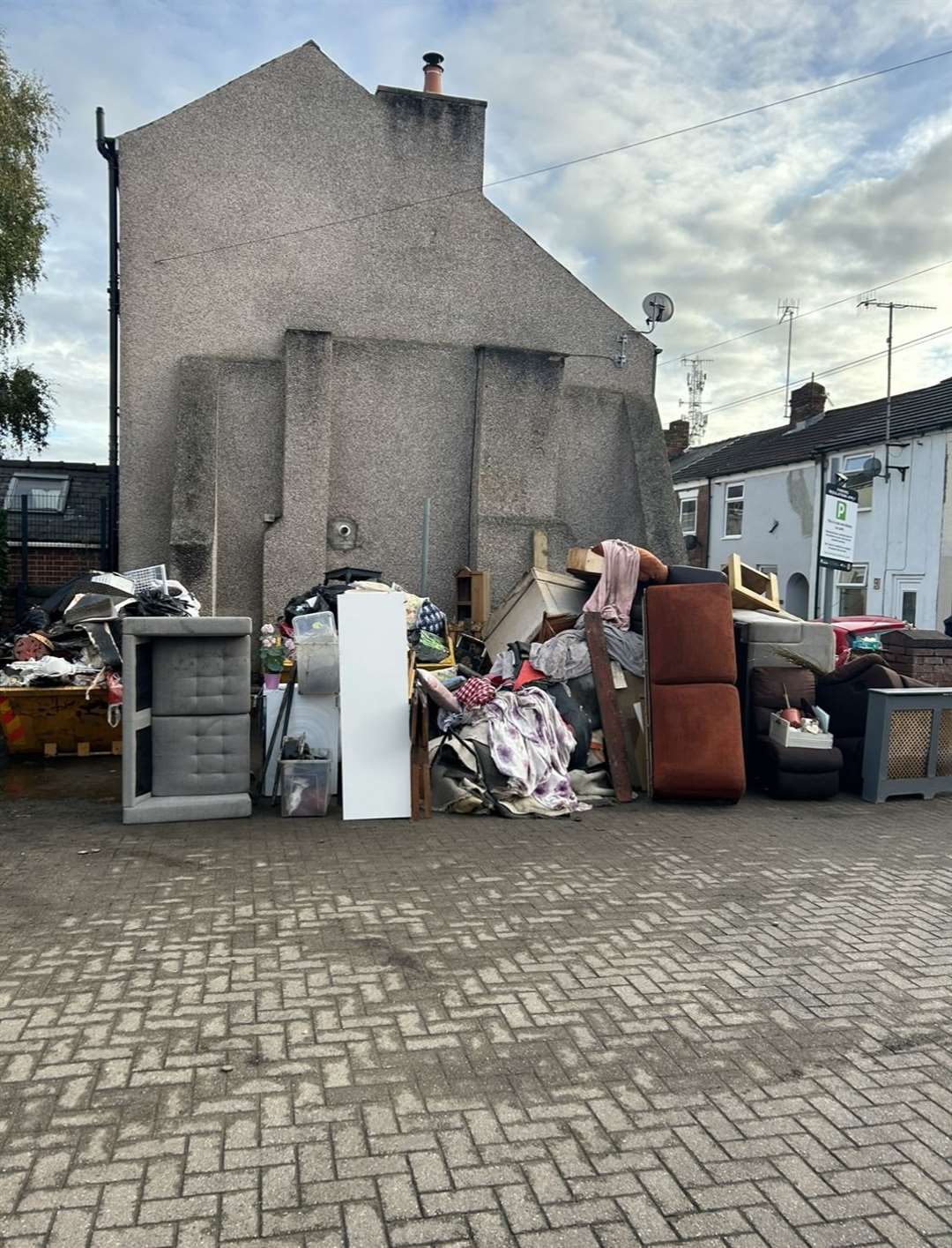 Furniture removed from properties in Chesterfield following flooding (Paul Hollingworth/PA)