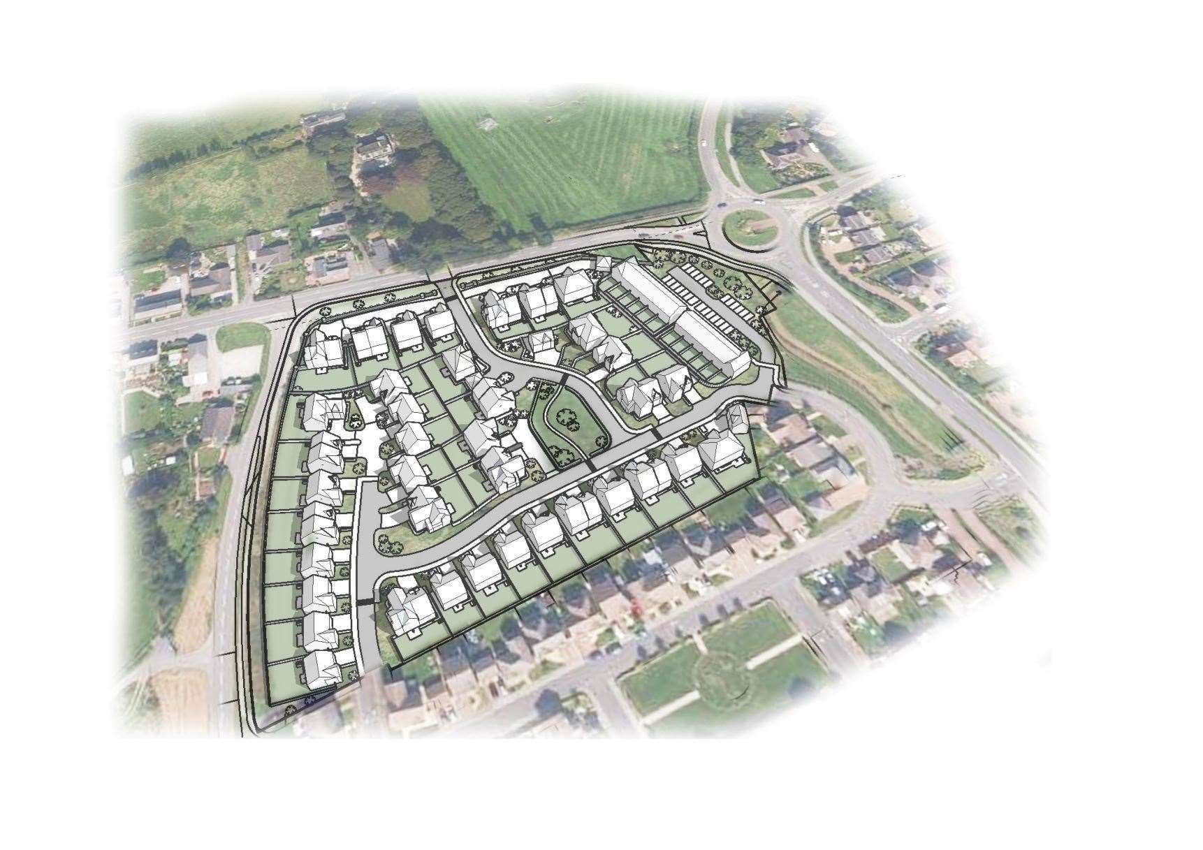 An aerial view of the proposed housing development for Westhill.