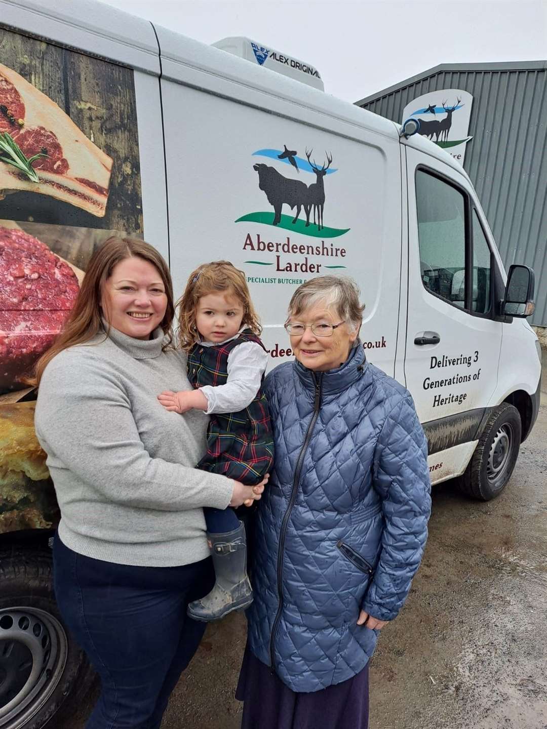 Aberdeenshire Larder's Anne-Marie Bain with mum Charmaine and daughter Rose.
