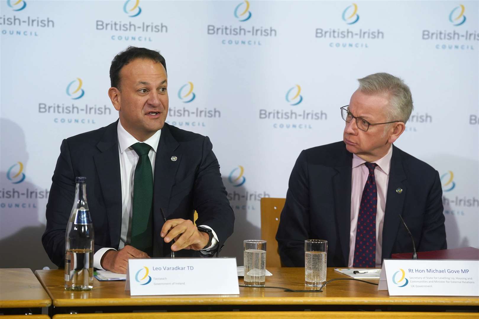 Taoiseach Leo Varadkar and Secretary of State for Levelling Up Michael Gove spoke at a press conference (Brian Lawless/PA)
