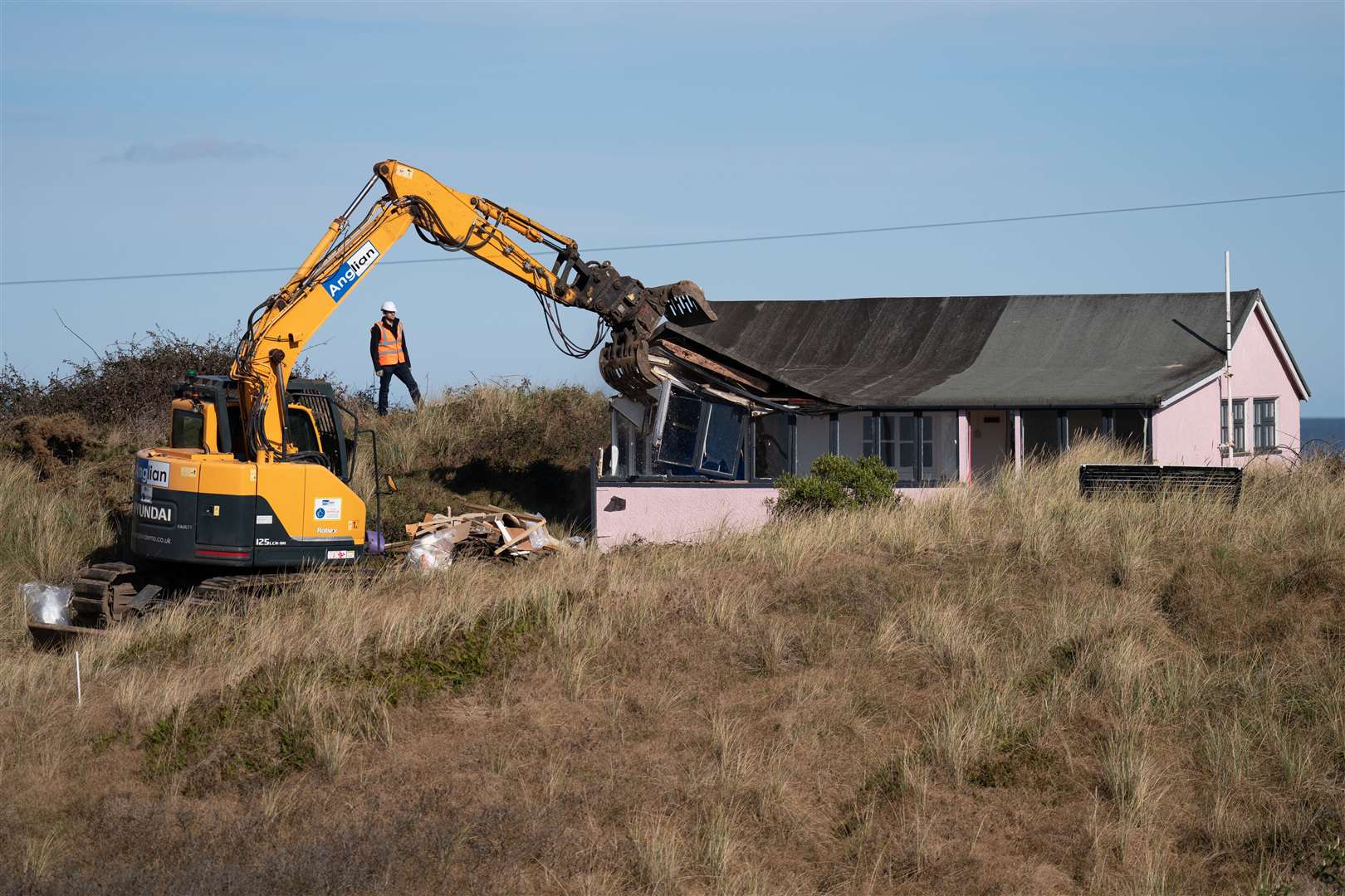 A home that was previously demolished in Hemsby in March 2023 (Joe Giddens/ PA)