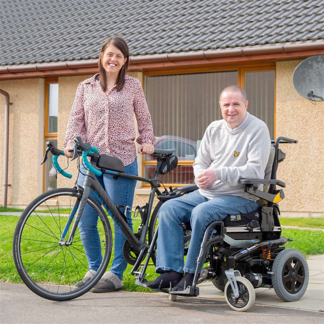 Steph Cormack cycled 100 miles from Buckie to Nairn to raise £1500 for the Moray branch of MS Society. Her husband, Stephen, has MS...Picture: Daniel Forsyth..