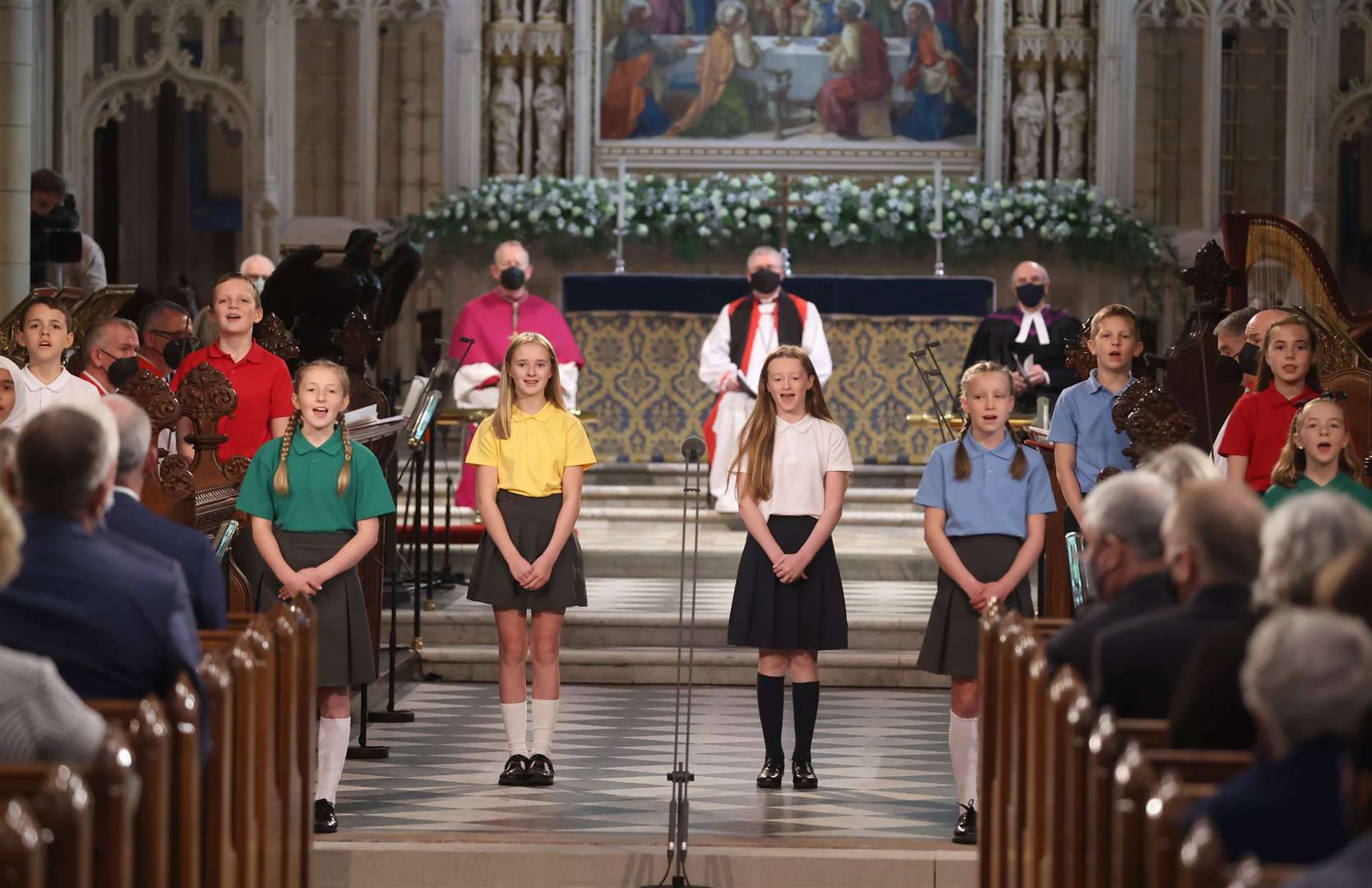 Children from local schools sing during a service at St Patrick’s Cathedral (Liam McBurney/PA)