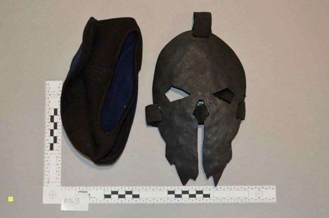 The mask recovered from Jaswant Singh Chail on his arrest (Metropolitan Police/PA)