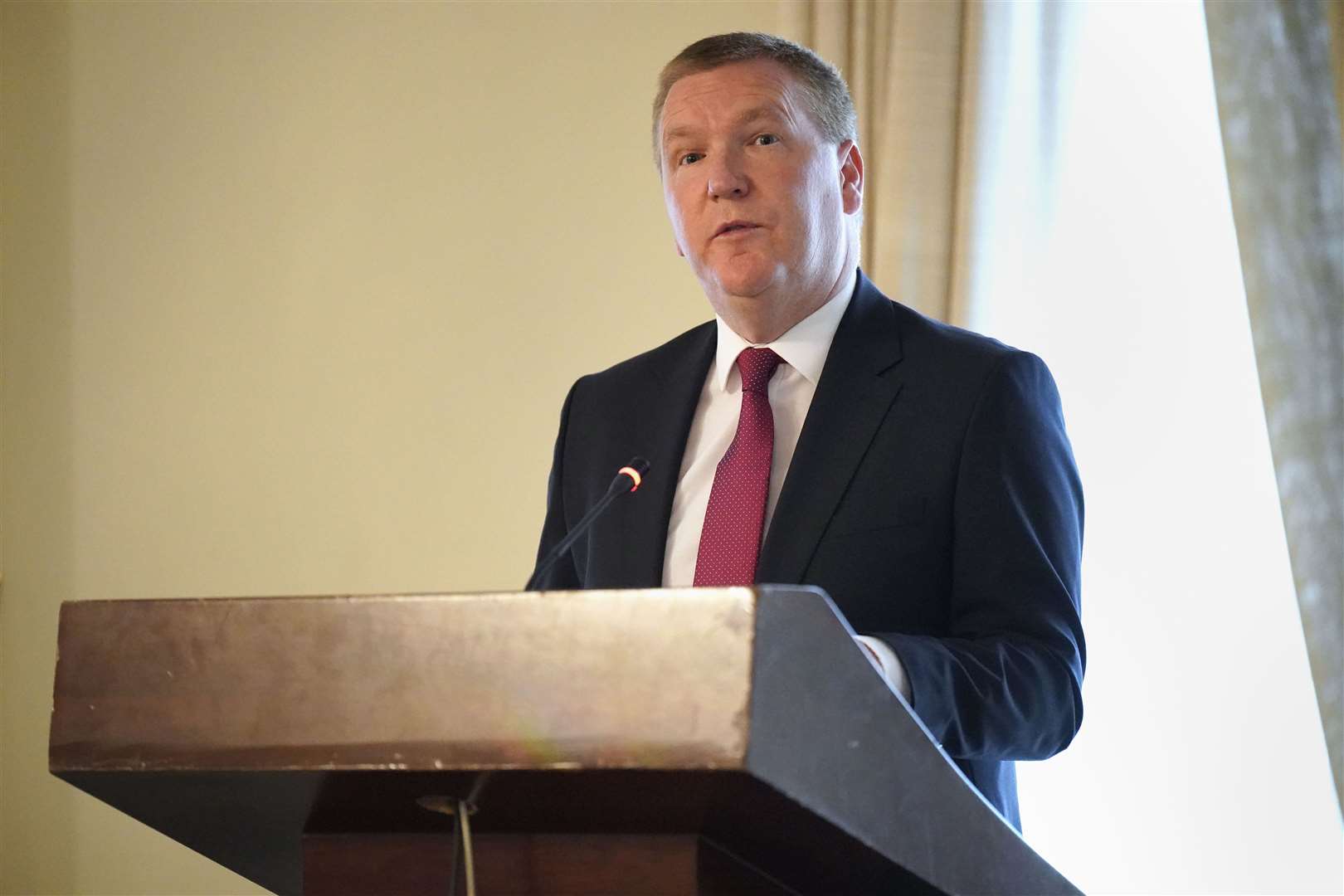 Michael McGrath addresses the British-Irish Parliamentary Assembly at the K Club, Co Kildare (Niall Carson/PA)