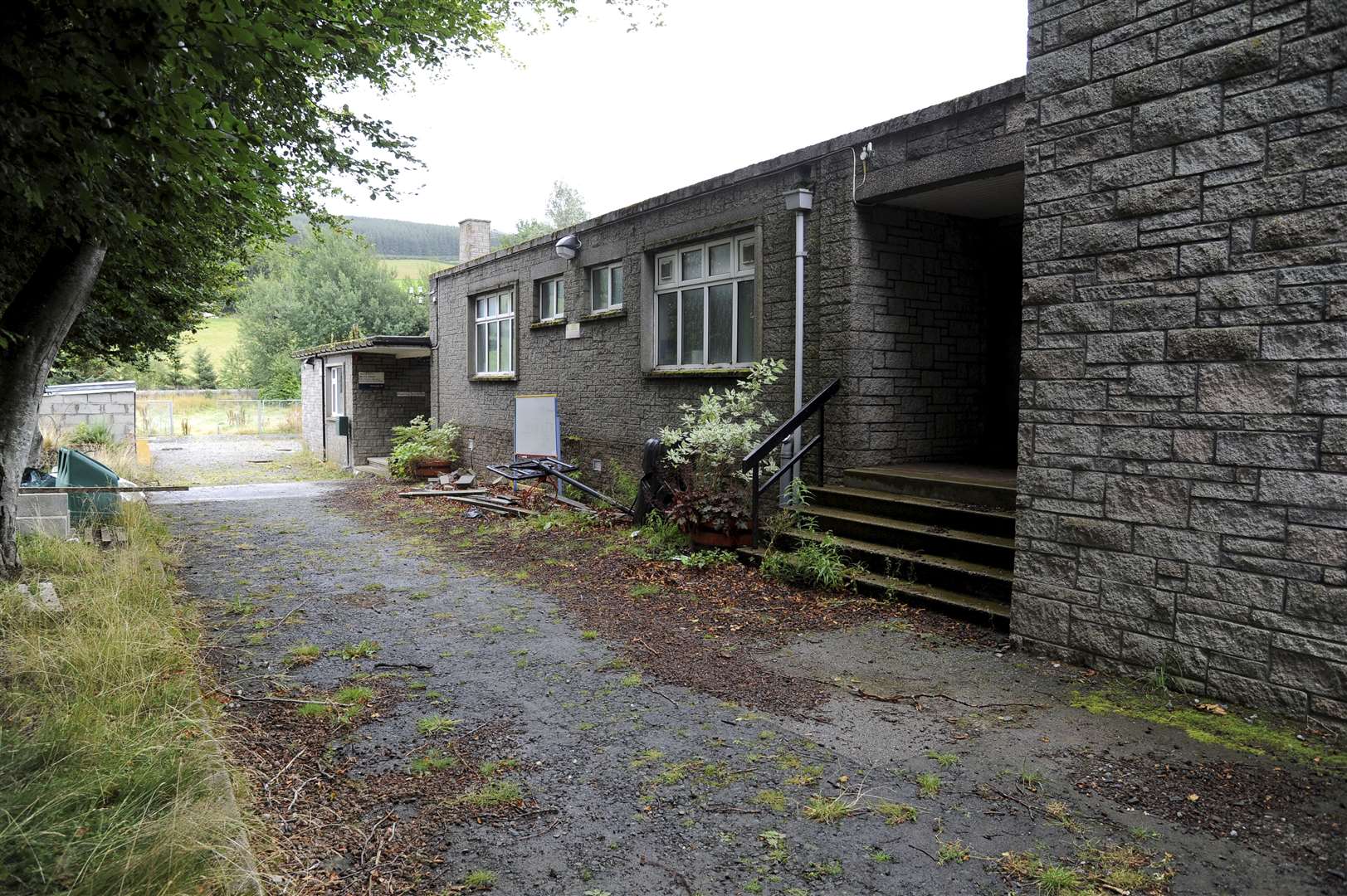 The desolate state of Gartly School, shut three years ago due to a leak of fuel.