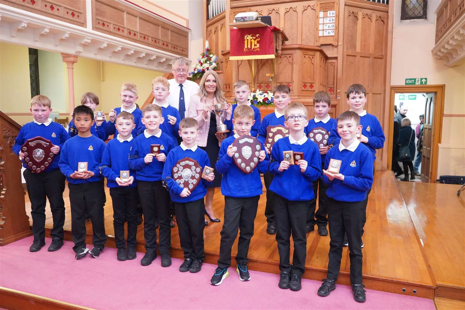 The Junior Section proudly show off their awards. Picture: Buckie BB