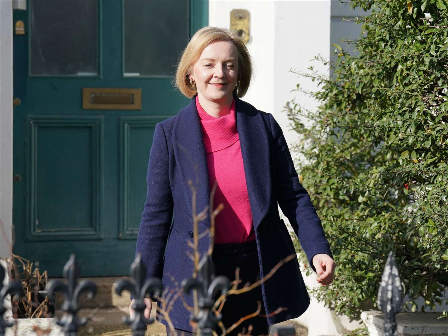 Former prime minister Liz Truss outside her home in London on Sunday, hours after her defence of her premiership was published (Jonathan Brady/PA)