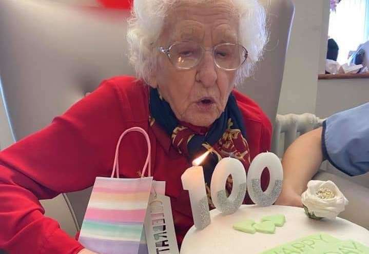 The lockdown restrictions did not stop local centenarian Hilda Thomson enjoying her big day. Picture: Netherha Nursing Home