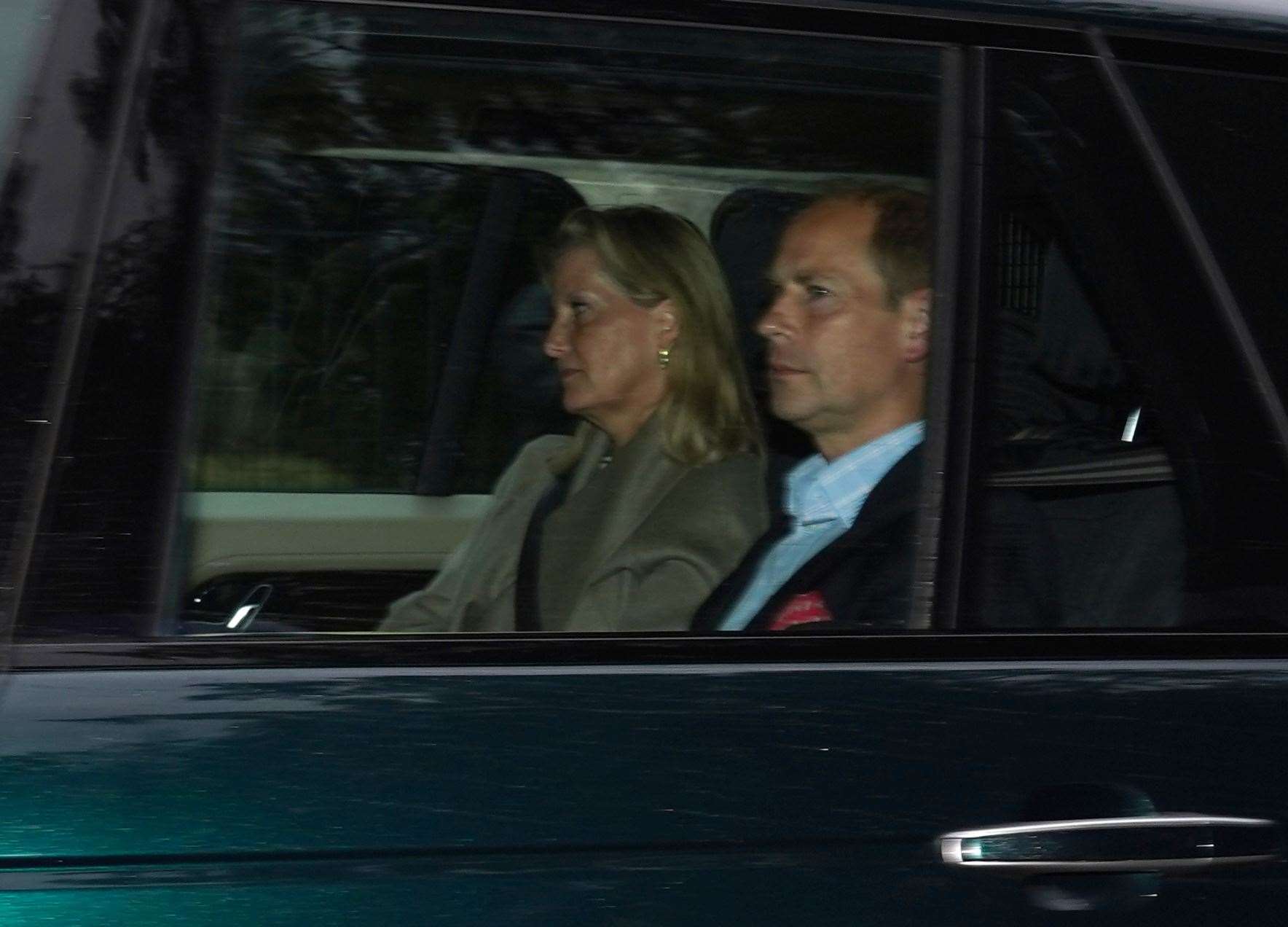The Earl and Countess of Wessex in a car driven by the Duke of Cambridge (Andrew Milligan/PA)