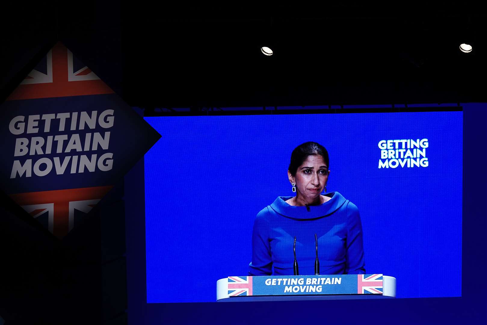 Suella Braverman speaking during the Conservative Party annual conference last October (Aaron Chown/PA)