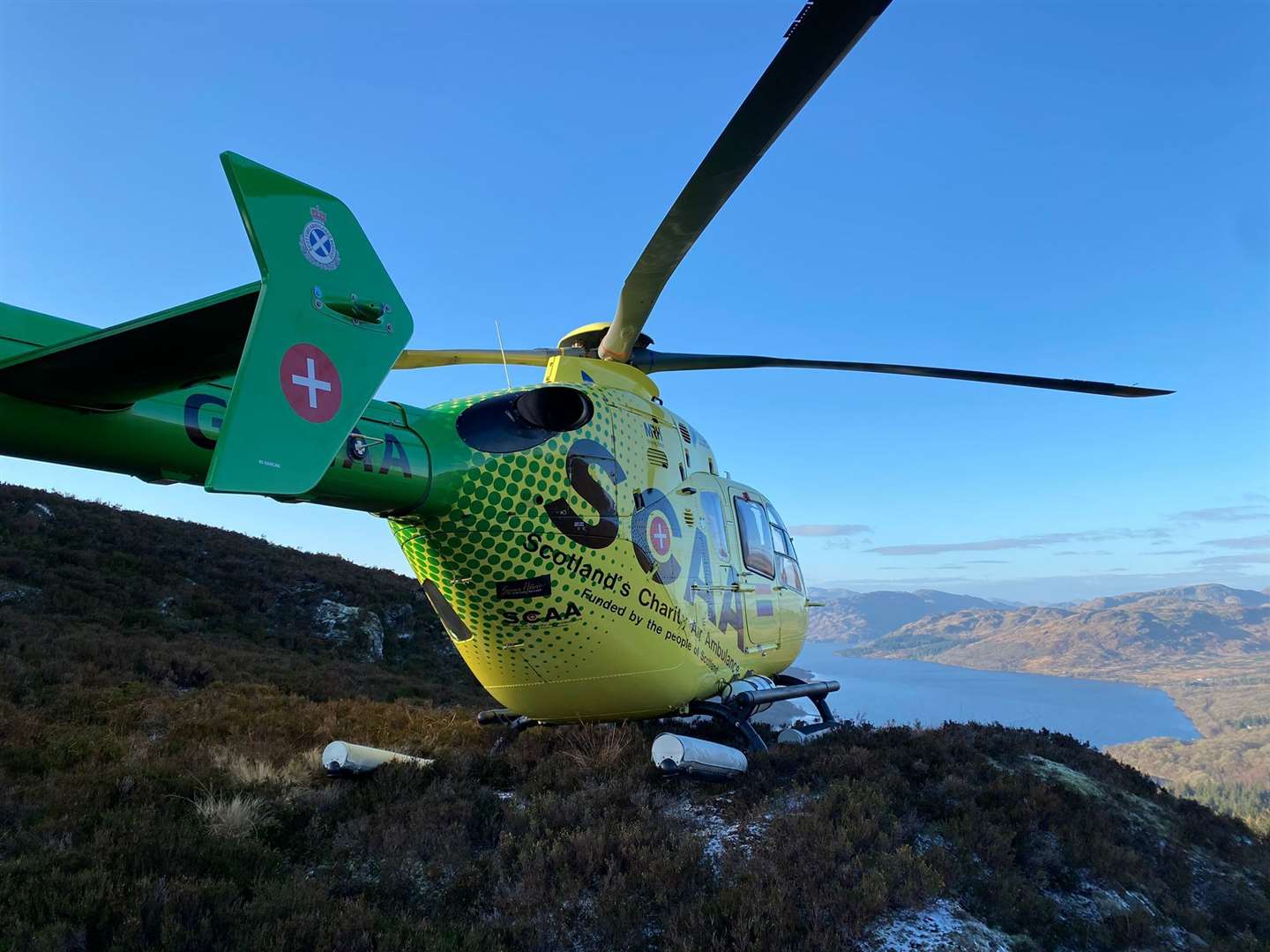Scotland's Charity Air Ambulance has visited remote locations in Scotland to airlift people in need to hospital. Picture: Graeme Hart, Perthshire Picture Agency