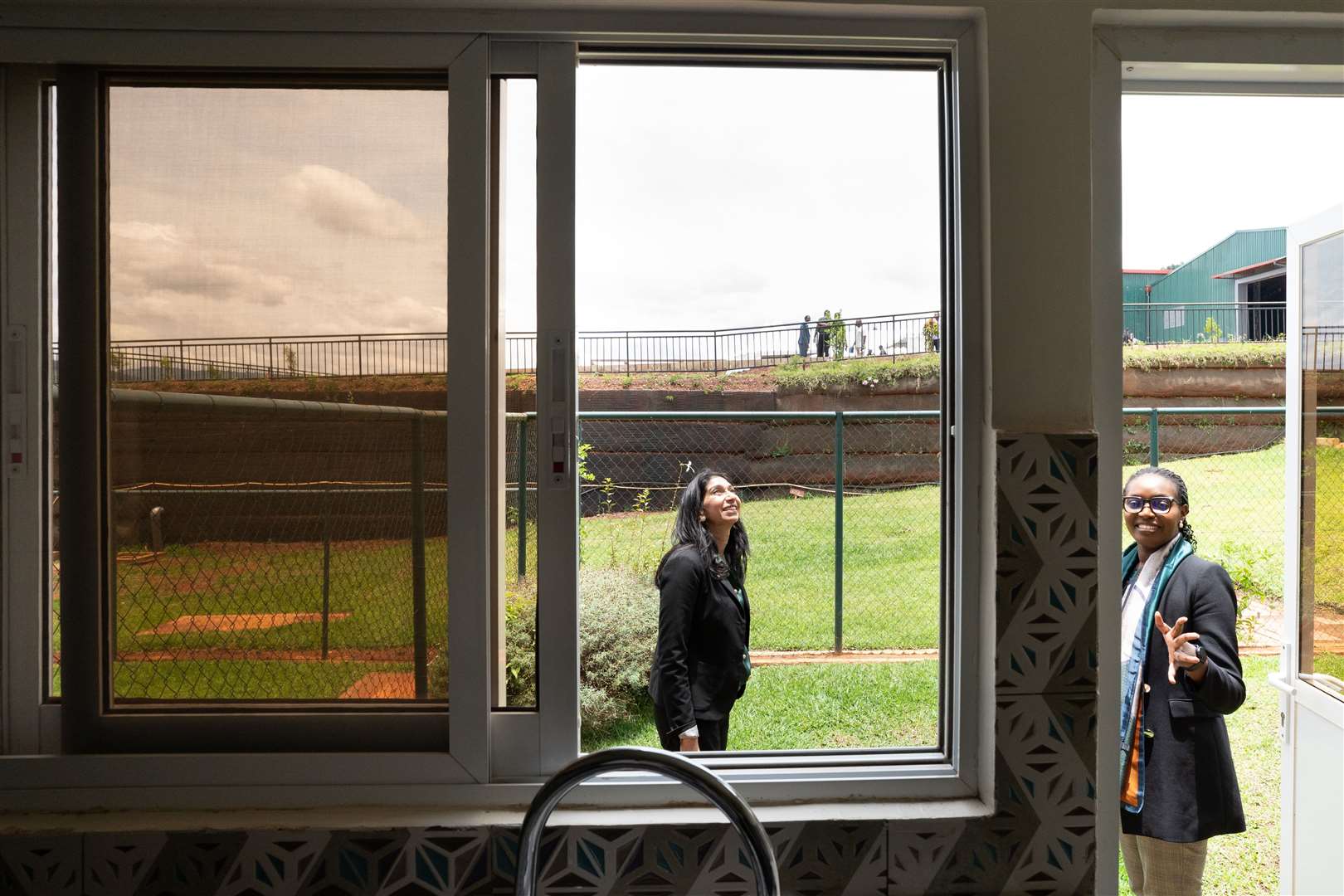 Ms Braverman tours a building site on the outskirts of Kigali during her visit to Rwanda (Stefan Rousseau/PA)
