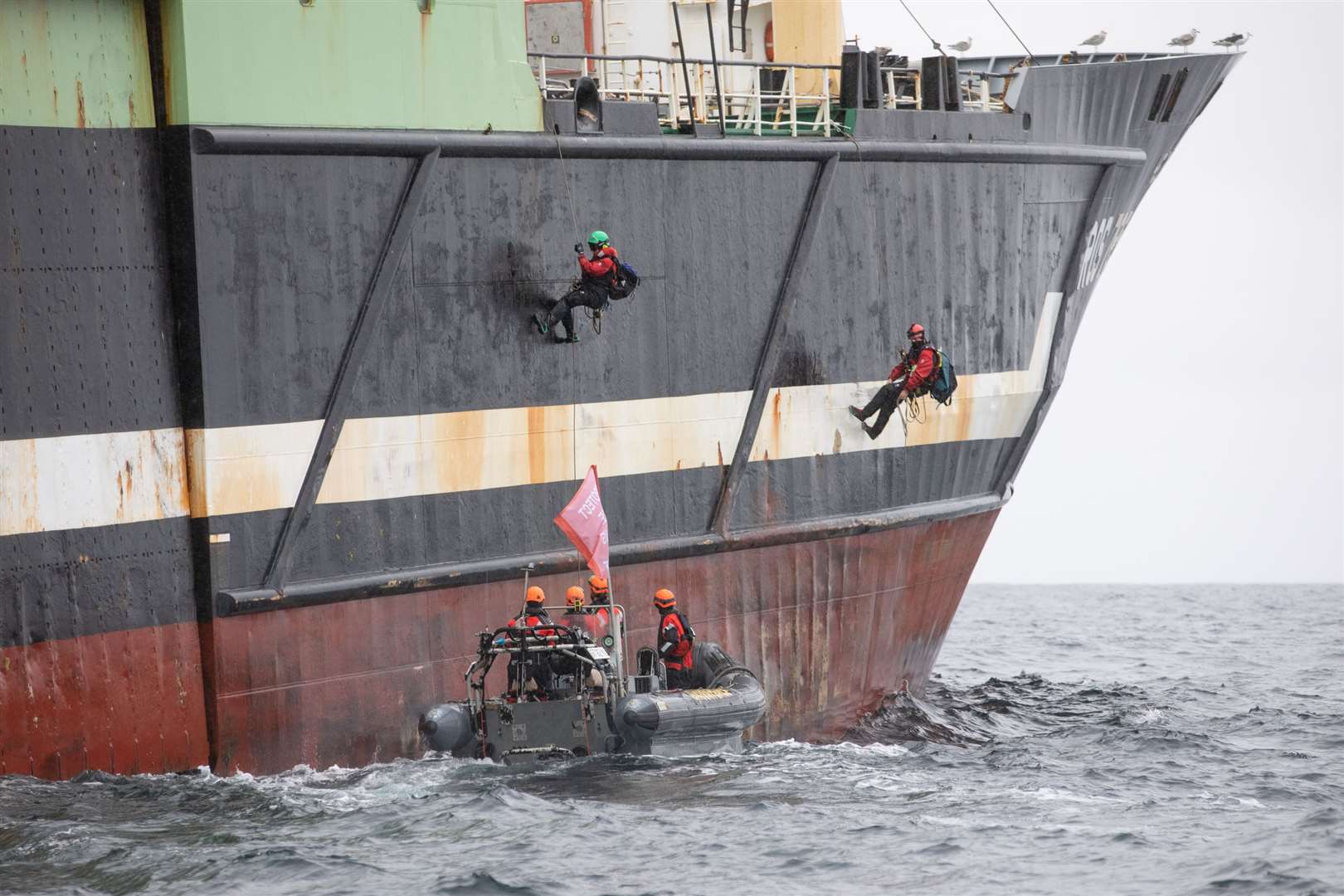Greenpeace activists board the Helen Mary supertrawler (Greenpeace/PA)