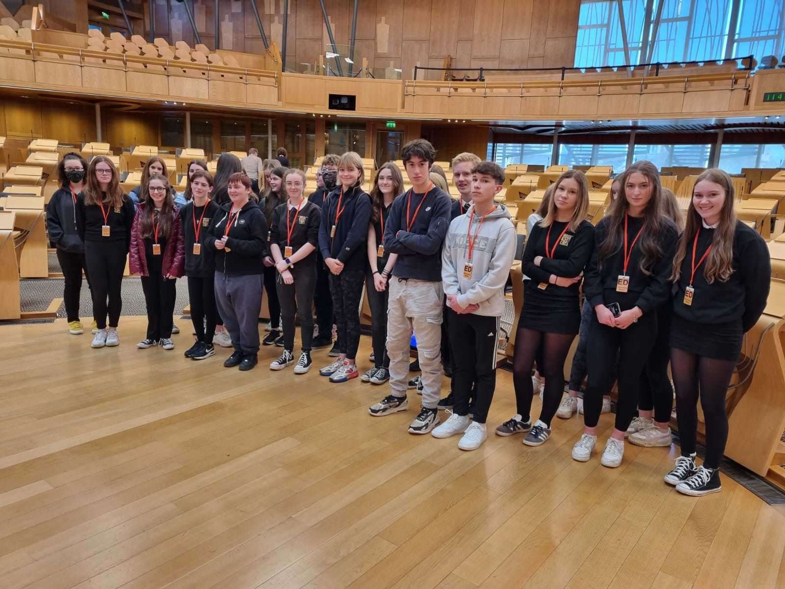Senior pupils enjoy a trip to the Scottish Parliament.