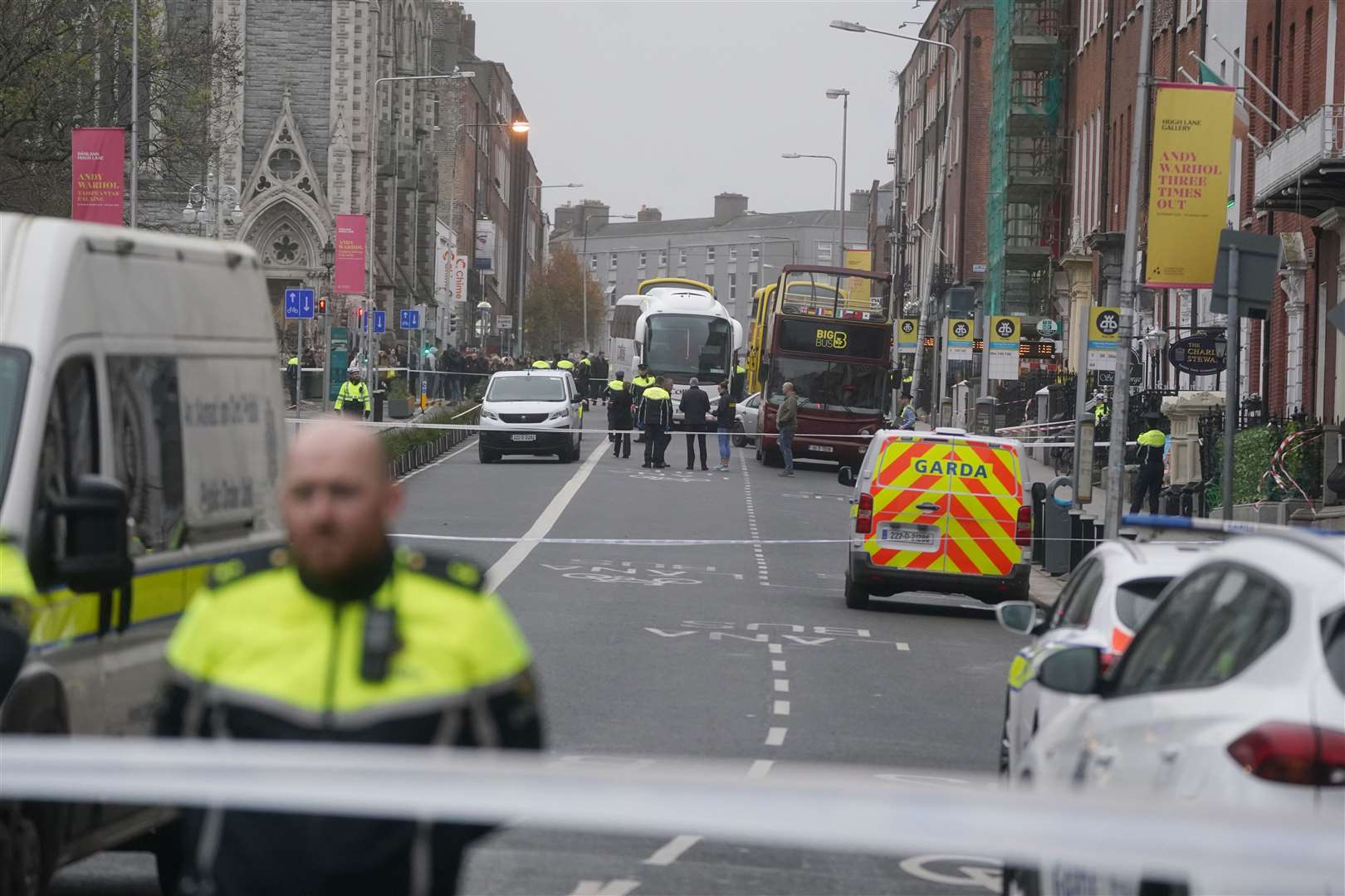 The scene in Dublin city centre on Thursday after five people were injured, including three young children, on Parnell Square East (Brian Lawless/PA)