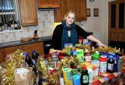 Vicky Harper with some of the food she collected.