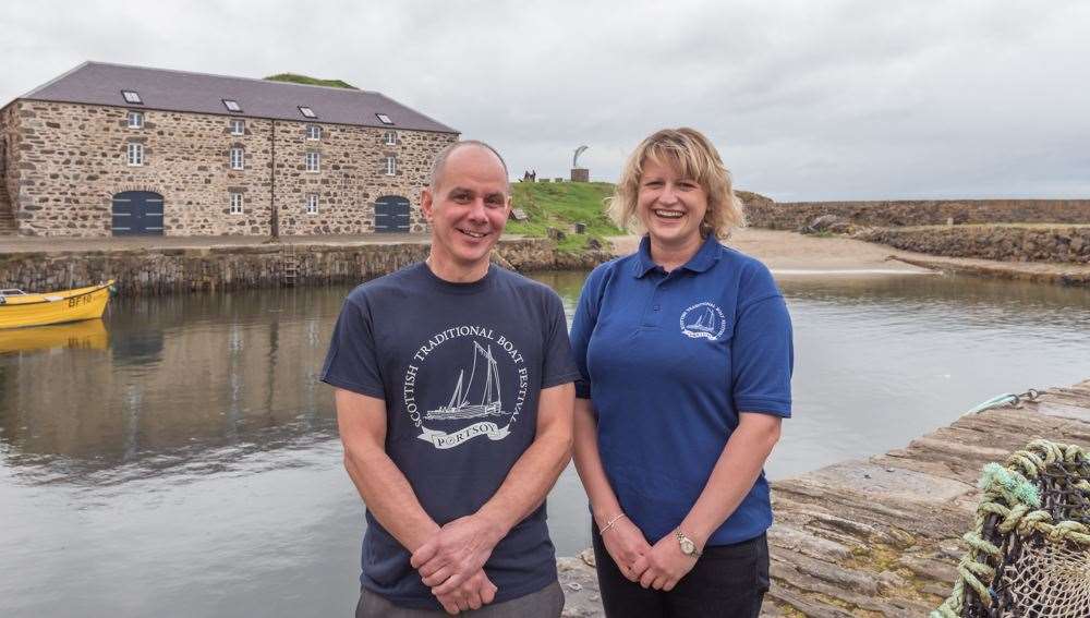 Vivien Rae and Myles Murray at Portsoy Harbour.