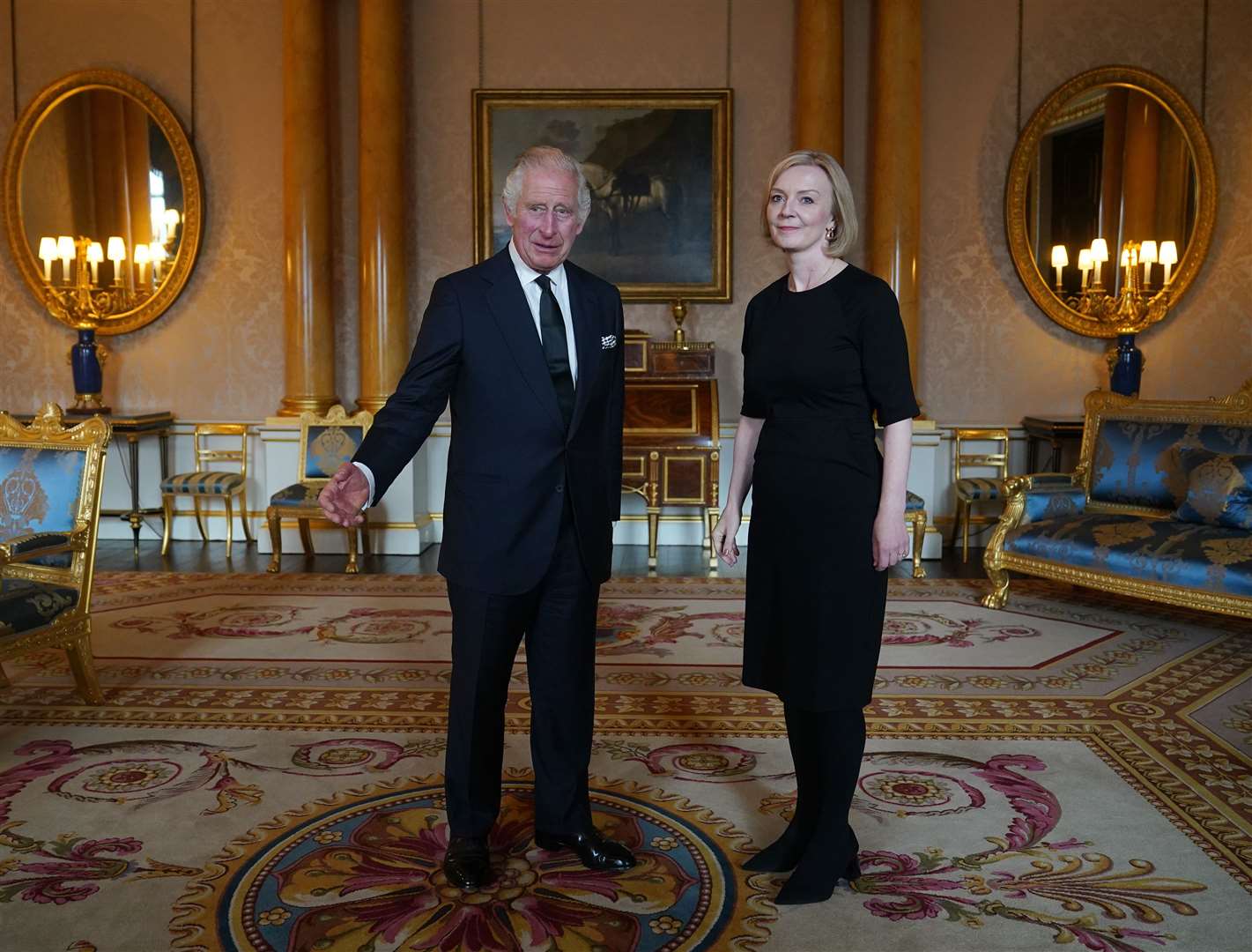 Charles welcomes Liz Truss at Buckingham Palace (Yui Mok/PA)