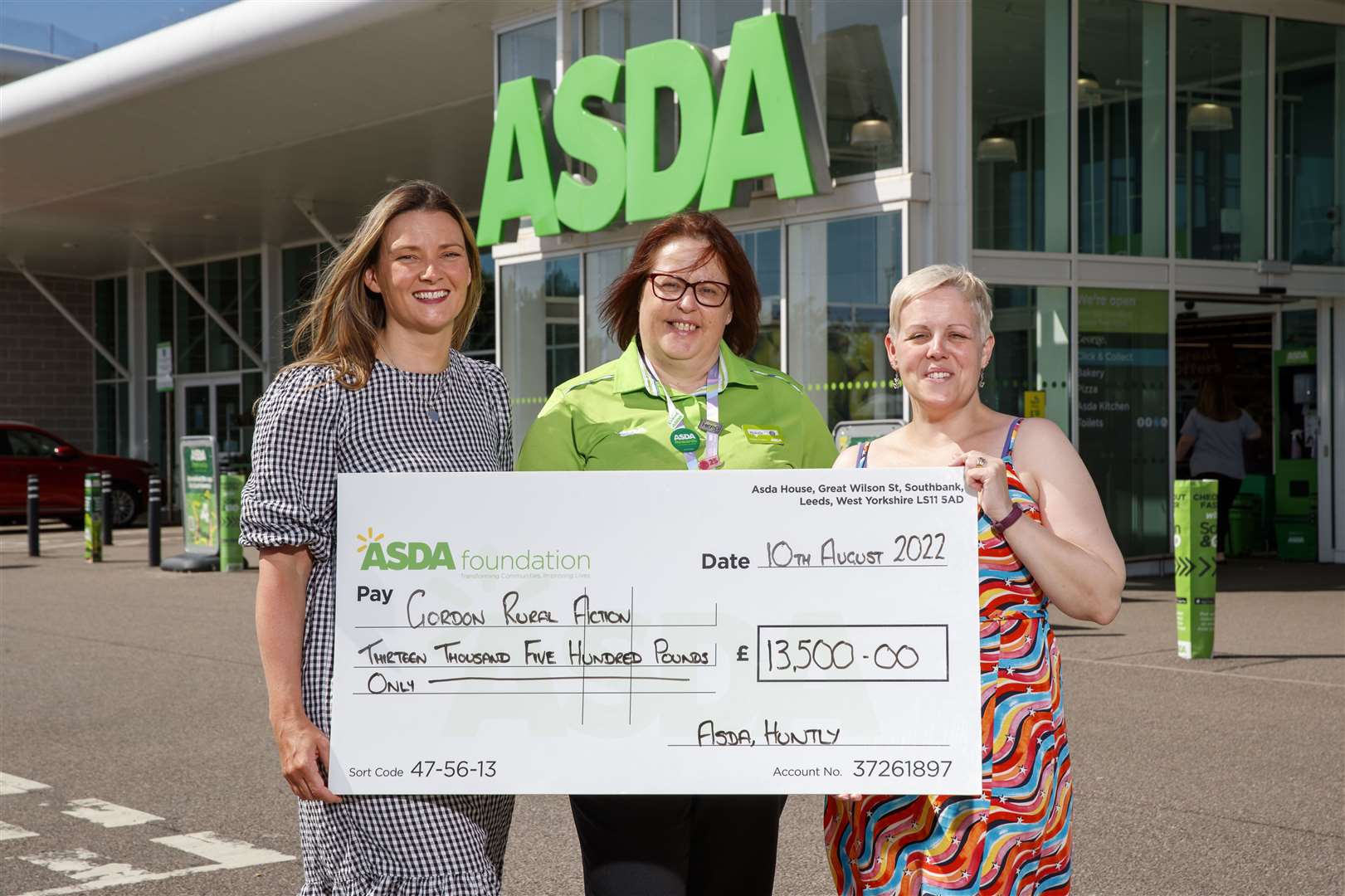Laura McNeill, fundraiser at Gordon Rural Action, Michelle Gunn, Asda Huntly Community Champion and Emma Selway-Grant, chief officer at Gordon Rural Action.
