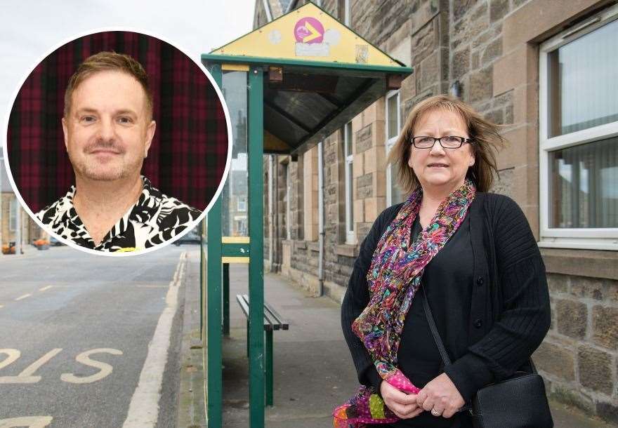 Buckie Councillor Sonya Warren, along with Councillor John Stuart (inset), has voiced concerns about changes to the number 38 bus service. Picture: Daniel Forsyth