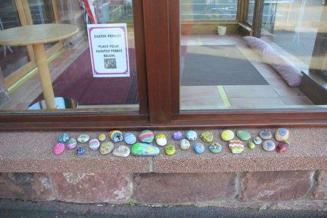 A trail of painted stones at St Ninian's And Forglen Church.
