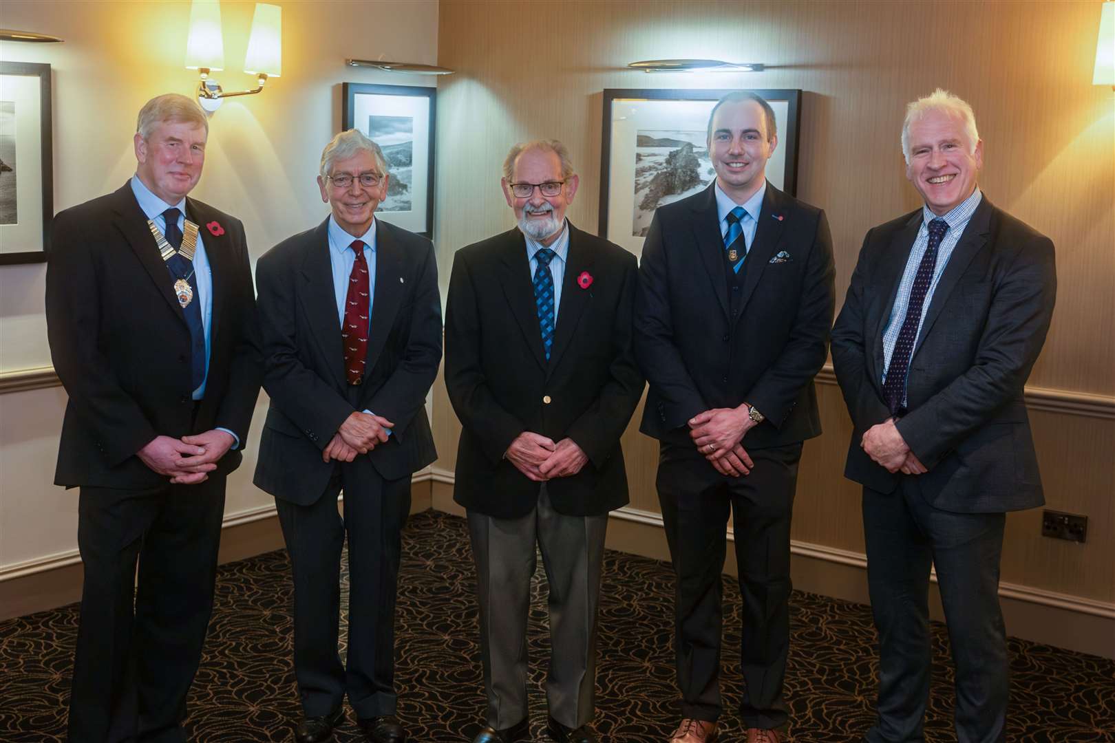 Award Winners (left) Alan Cumming, Iain MacDonald, Gordon Towns, Ben Lowe and Peter Cook.