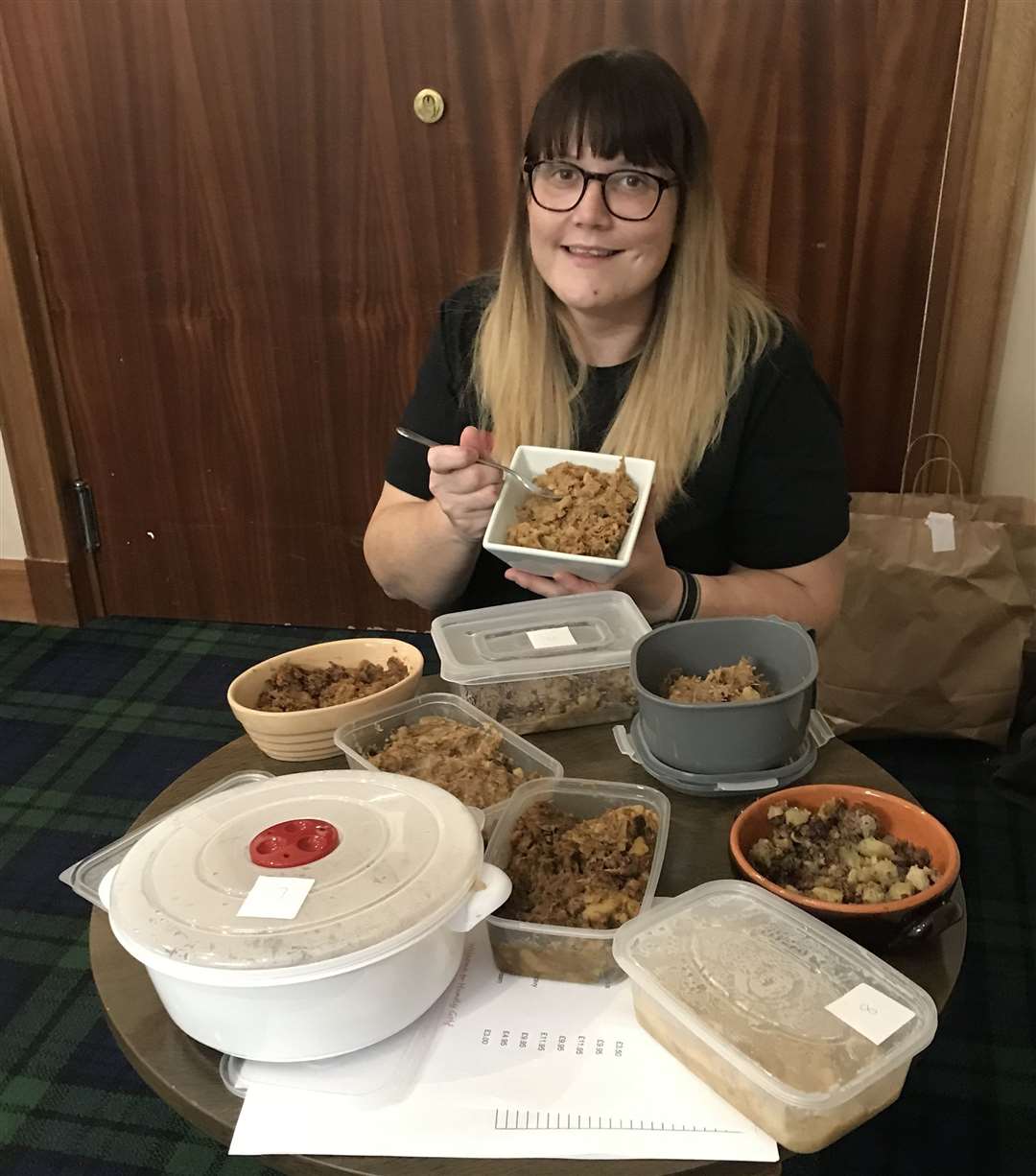 Stovies judge, Keira Allan with the entries.