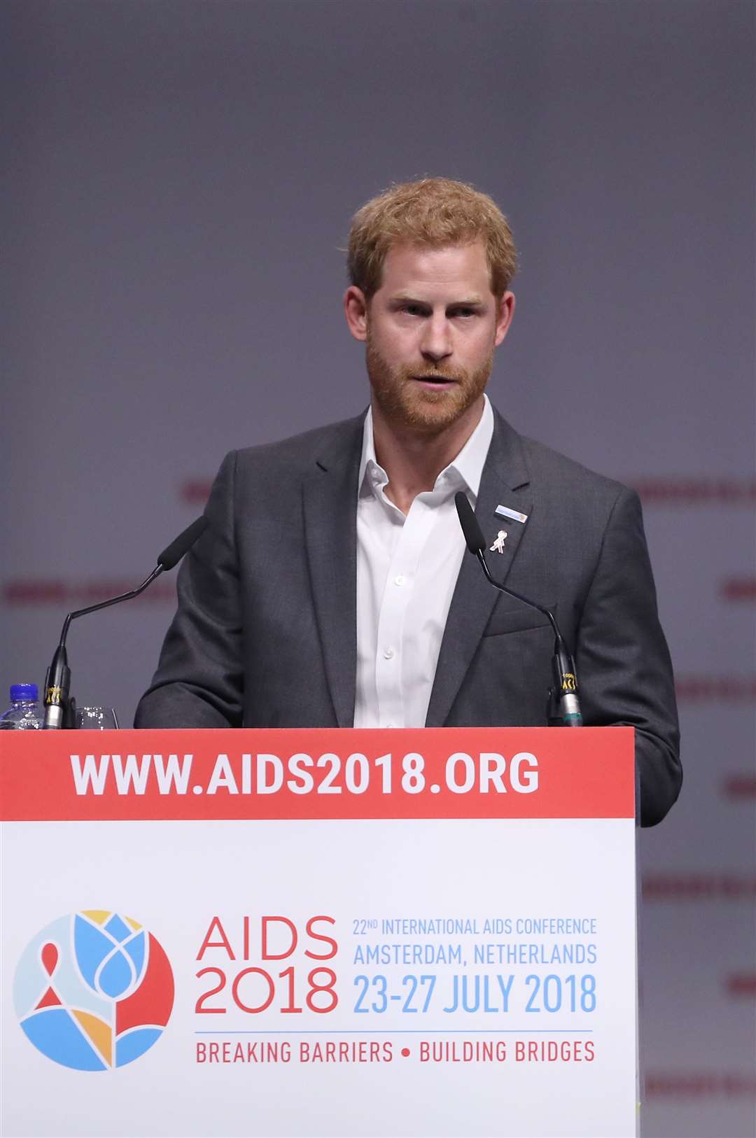 Harry at the launch in Amsterdam in 2018 of a new coalition of global Aids funders – the MenStar Coalition (Gareth Fuller/PA)