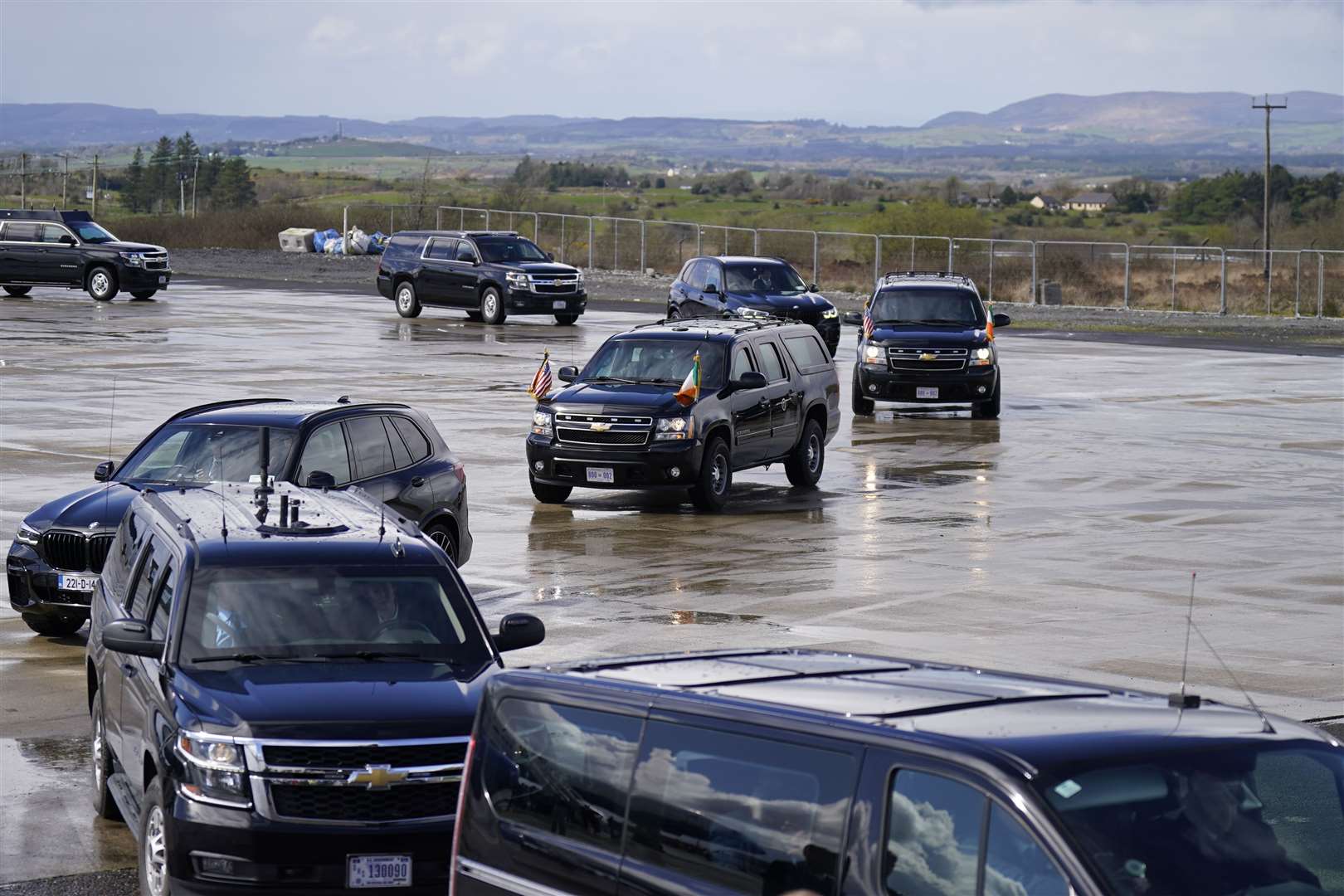 The motorcade carrying Joe Biden departs from Ireland West Airport in Co Mayo (Niall Carson/PA)