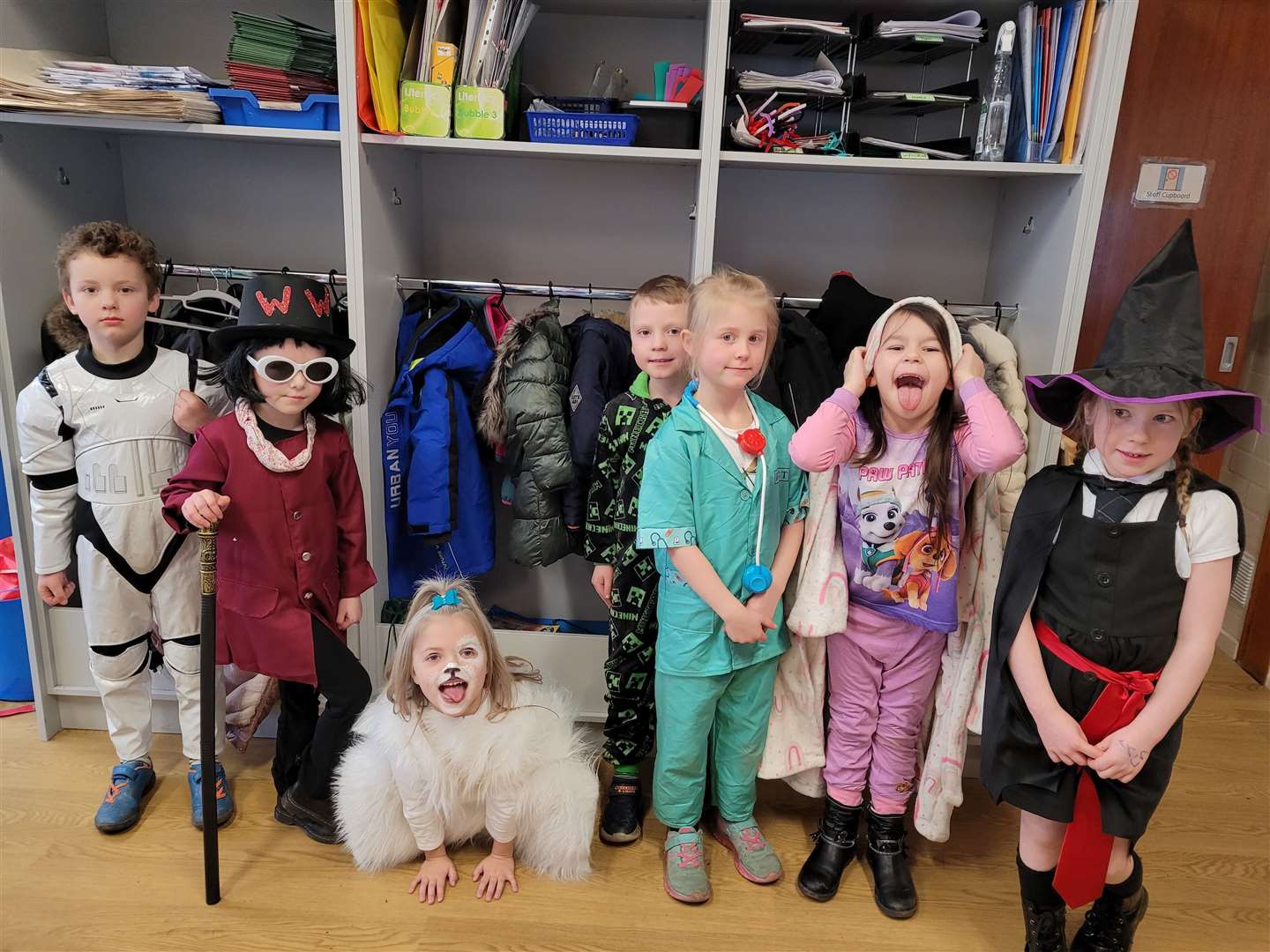 Pupils at Gordon Primary School wear costumes for World Book Day.