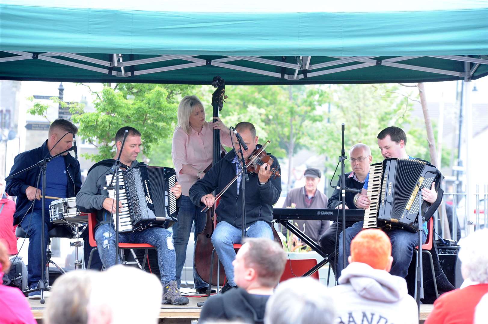 Picture: Eric Cormack. Image No.041335. KEITH MUSIC FESTIVAL. SCOTT BAND SCOTTISH COUNTRY DANCE BAND ENTARTAIN IN REIDHAVEN SQ..