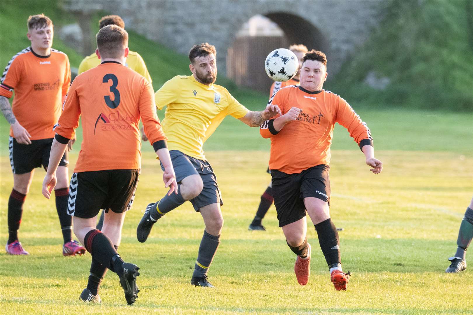 Reece Davies (right) netted in Rothes A's 5-4 win over Thunderton. Picture: Daniel Forsyth..