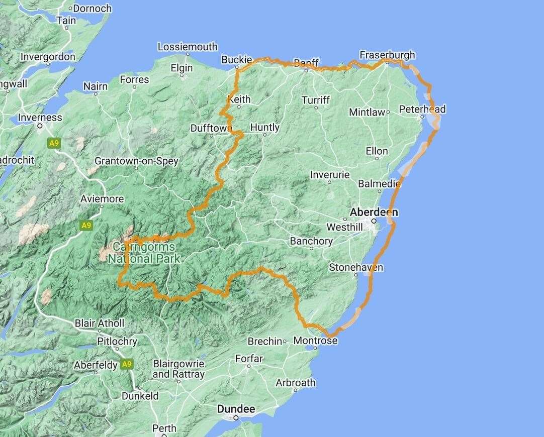 A flood warning is in place for Aberdeenshire around the coast