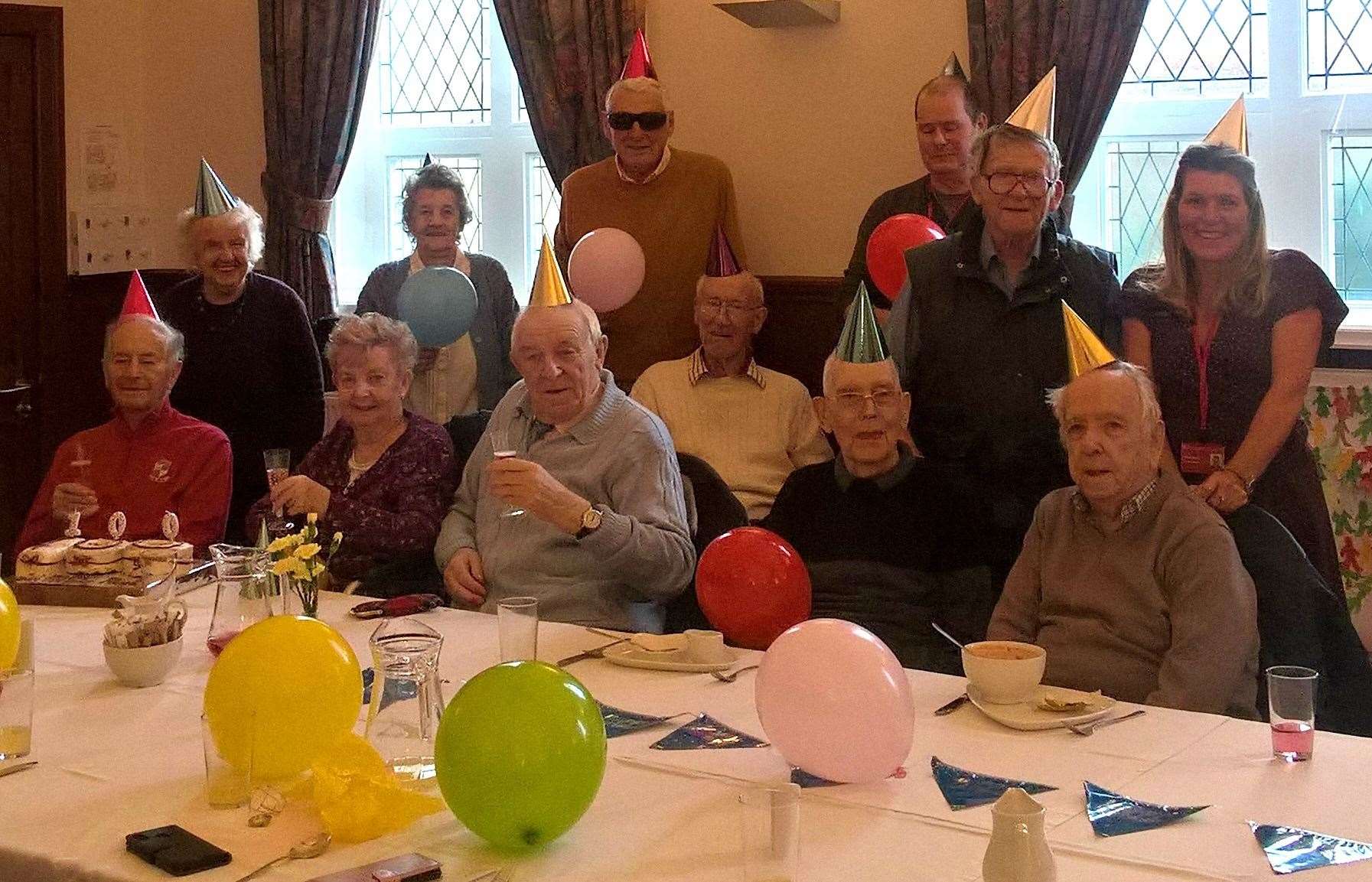 Veteran Paul Bohan (sitting left) celebrated his 100th birthday last week with his friends from Scottish War Blinded in Inverurie. Photograph: Chris Cromar