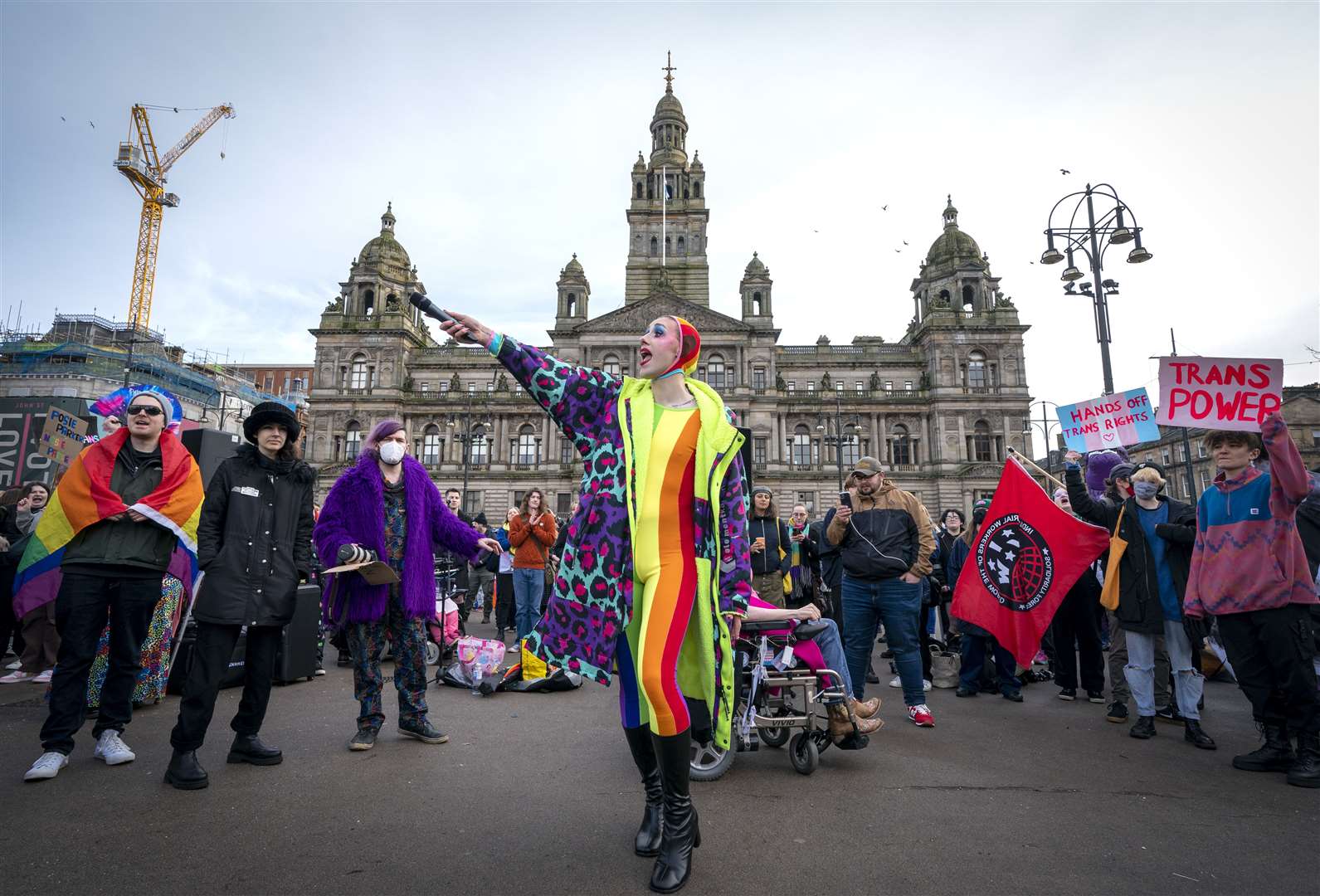Hundreds also turned out for a counter-protest against the event (Jane Barlow/PA)