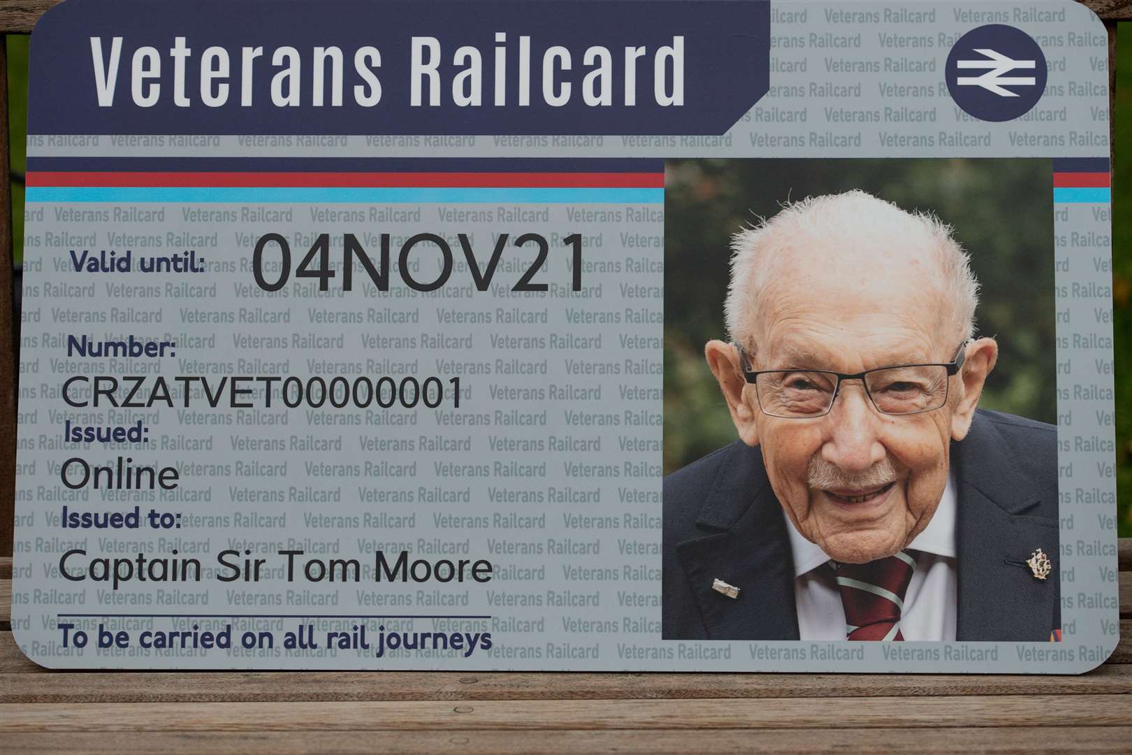 Captain Sir Tom Moore’s veterans railcard (Jacob King/PA)